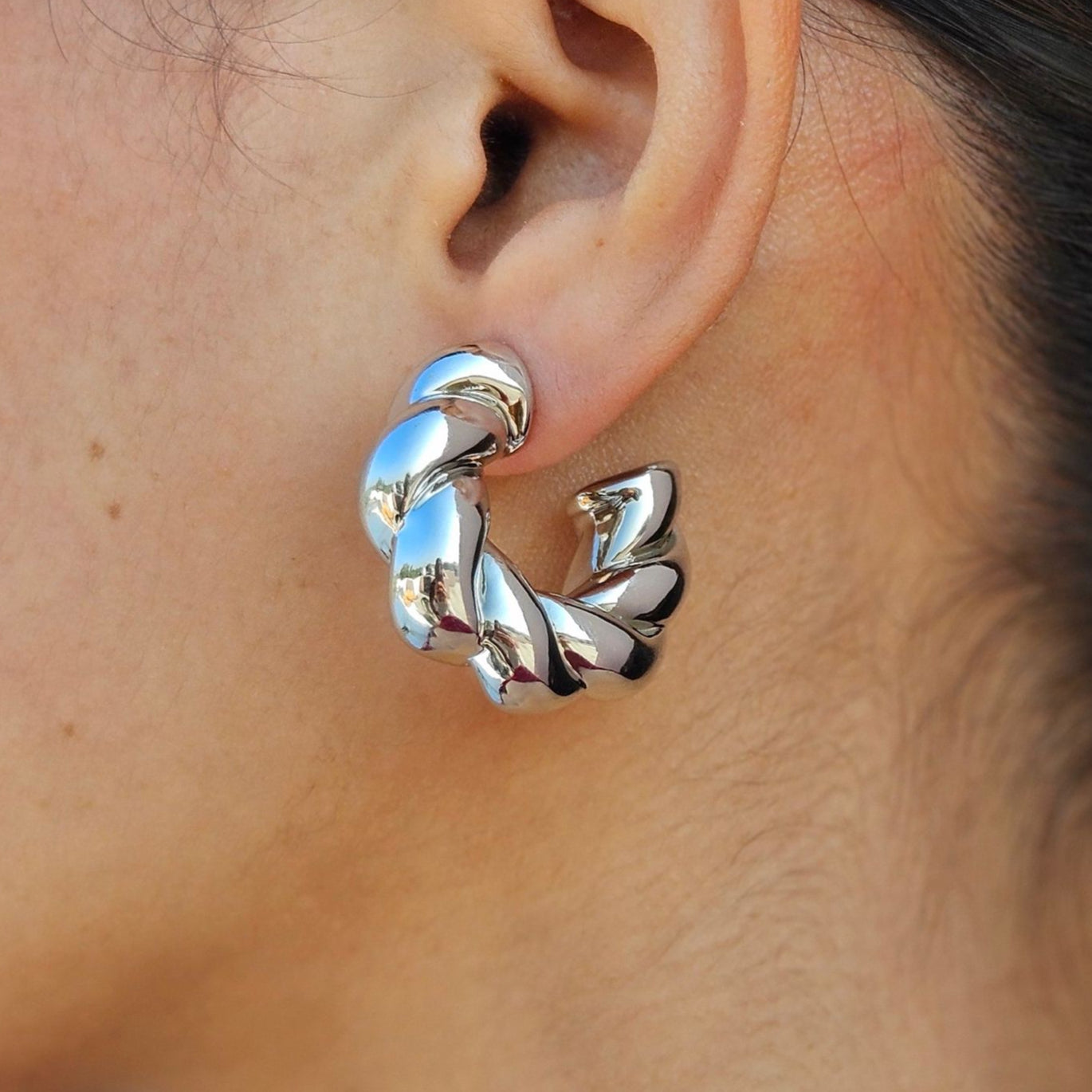 TFC Orbital Silver Plated Hoop Earrings