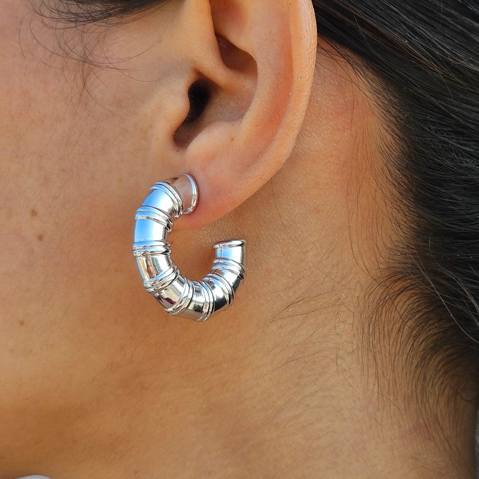 TFC Helium Balloons Silver Plated Hoop Earrings