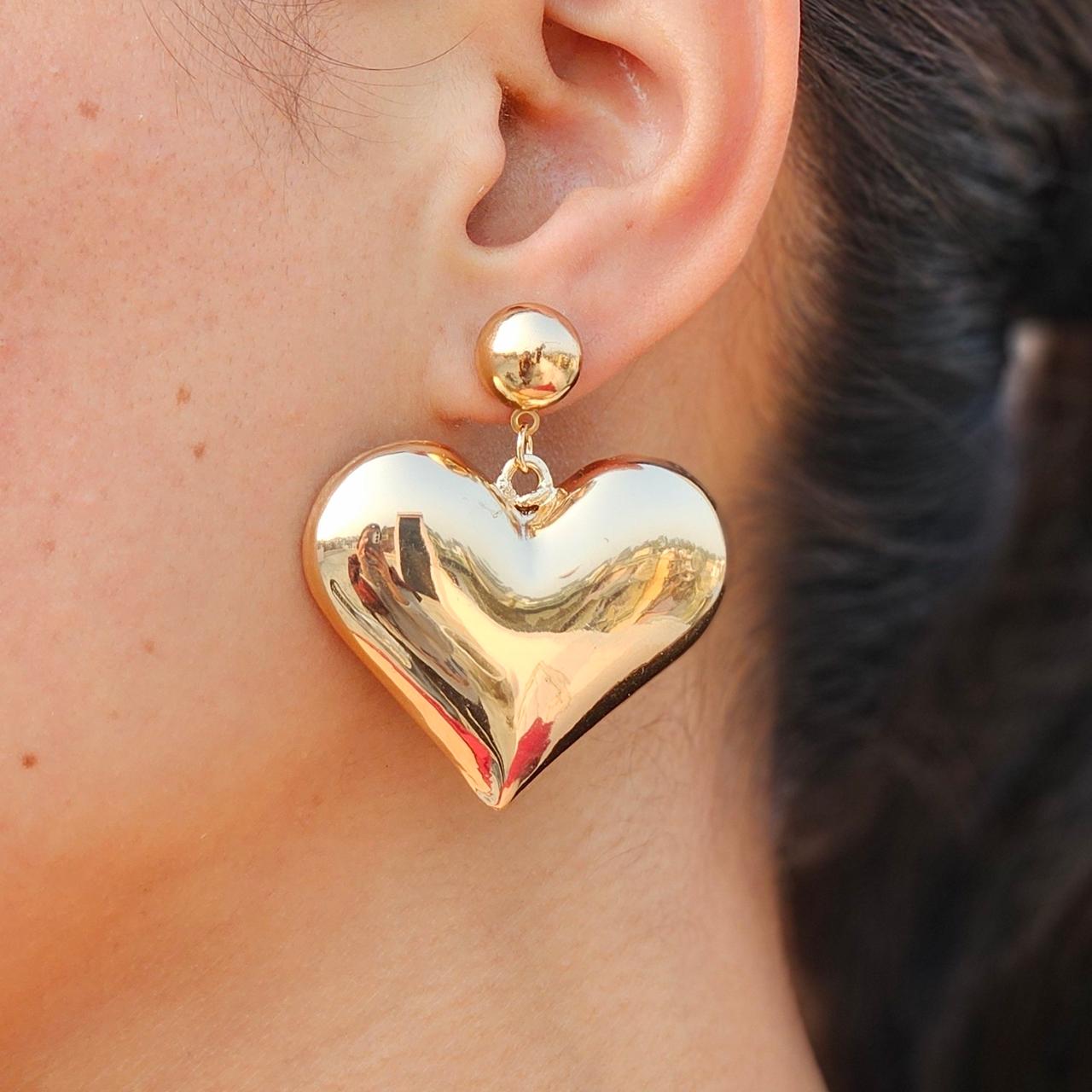 TFC Bold Heart Gold Plated Dangler Earrings