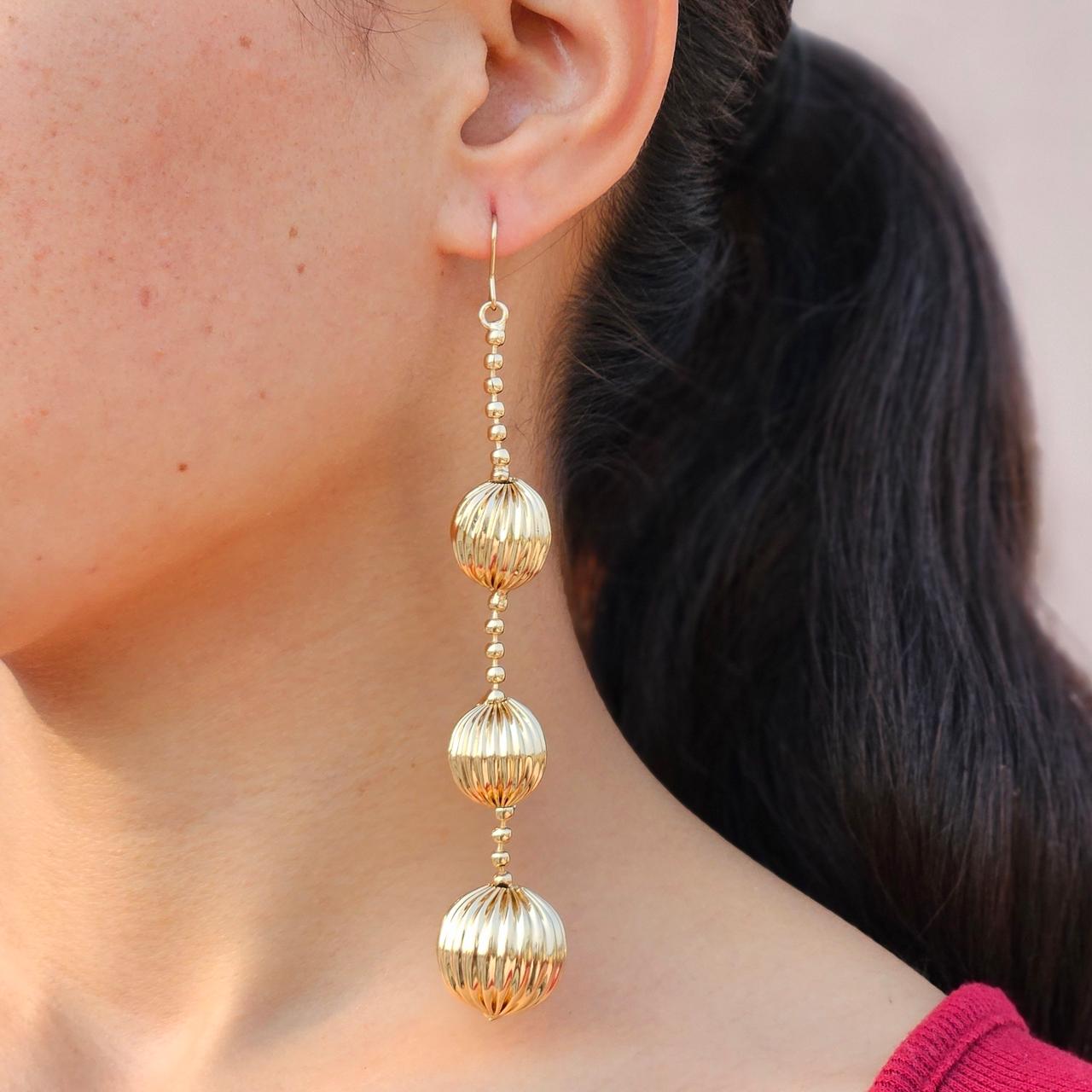 TFC Vortex Bead Elegant Gold Plated Dangler Earrings