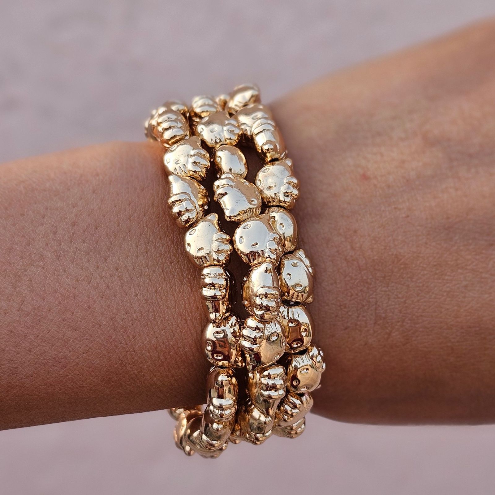 TFC Kitty Gold Plated Stacked Bracelet (set of 3 )