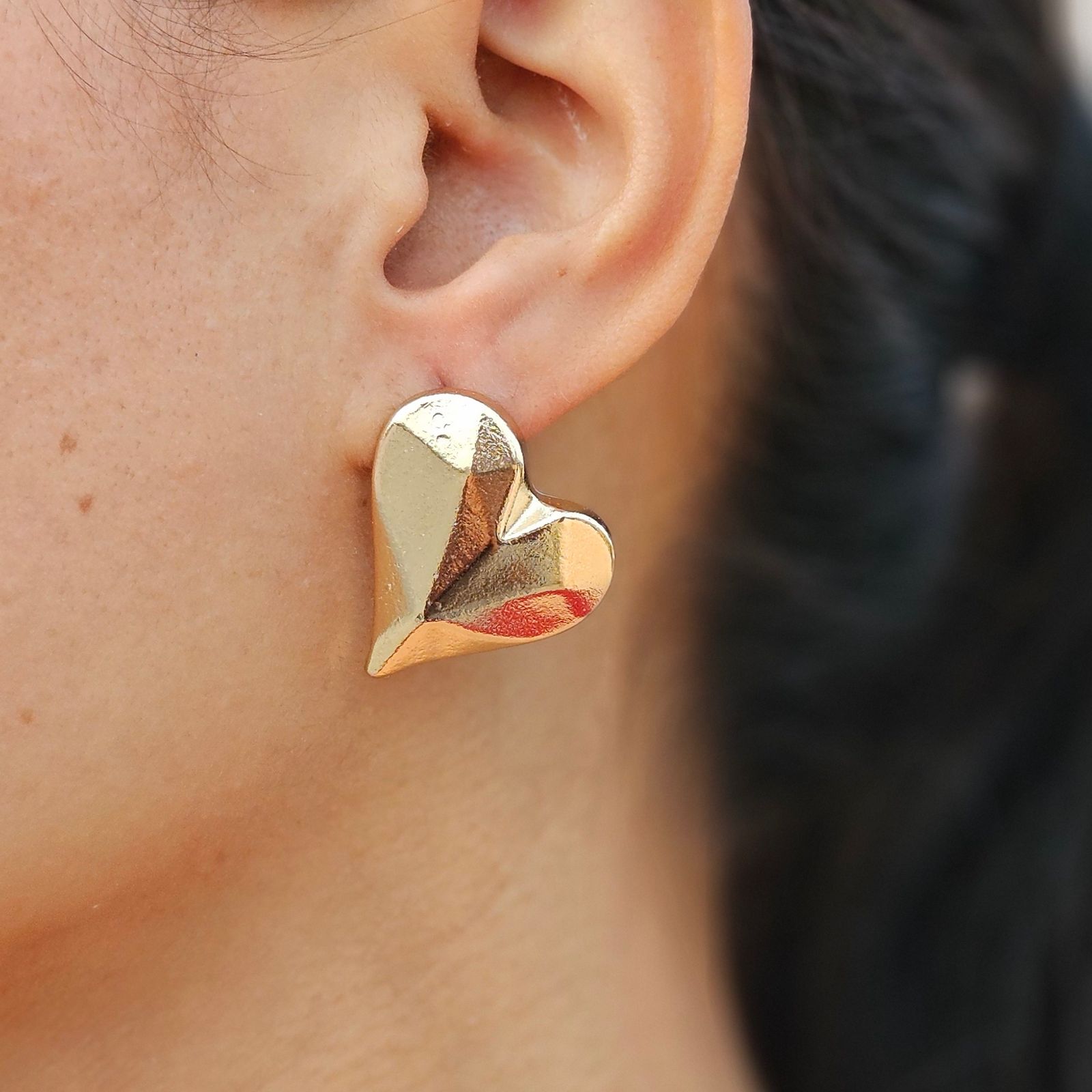 TFC Origami Heart Gold Plated Stud Earrings