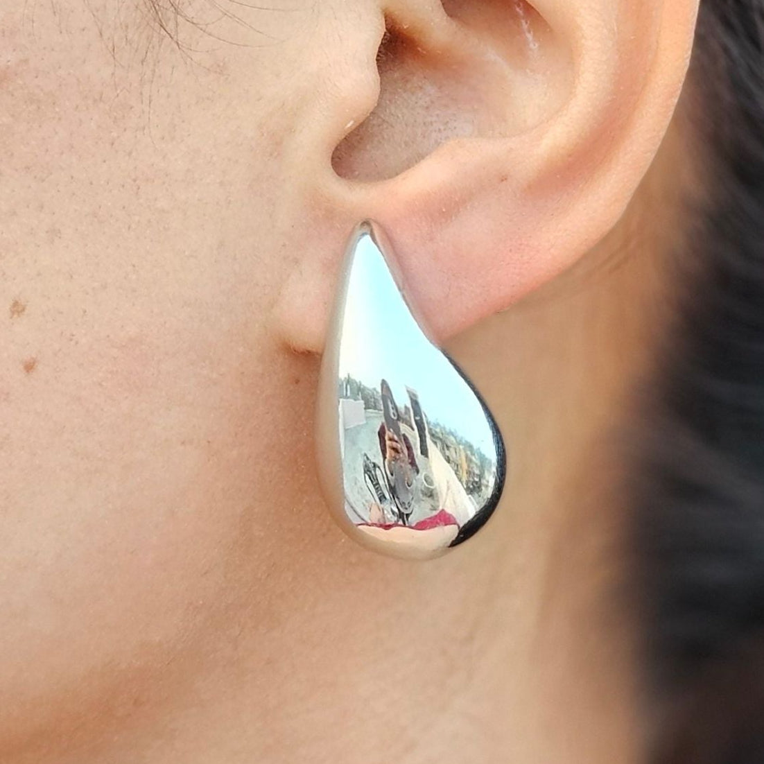 TFC Trendy Biggest Bottega Teardrop Silver Plated Stud Earrings