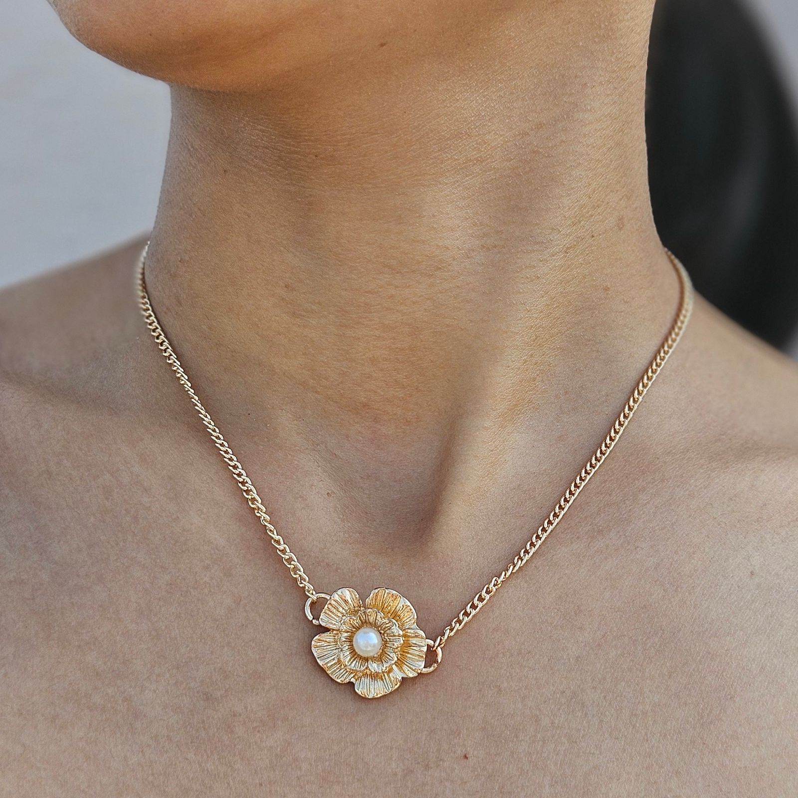 TFC Flower Petal Gold Plated Necklace