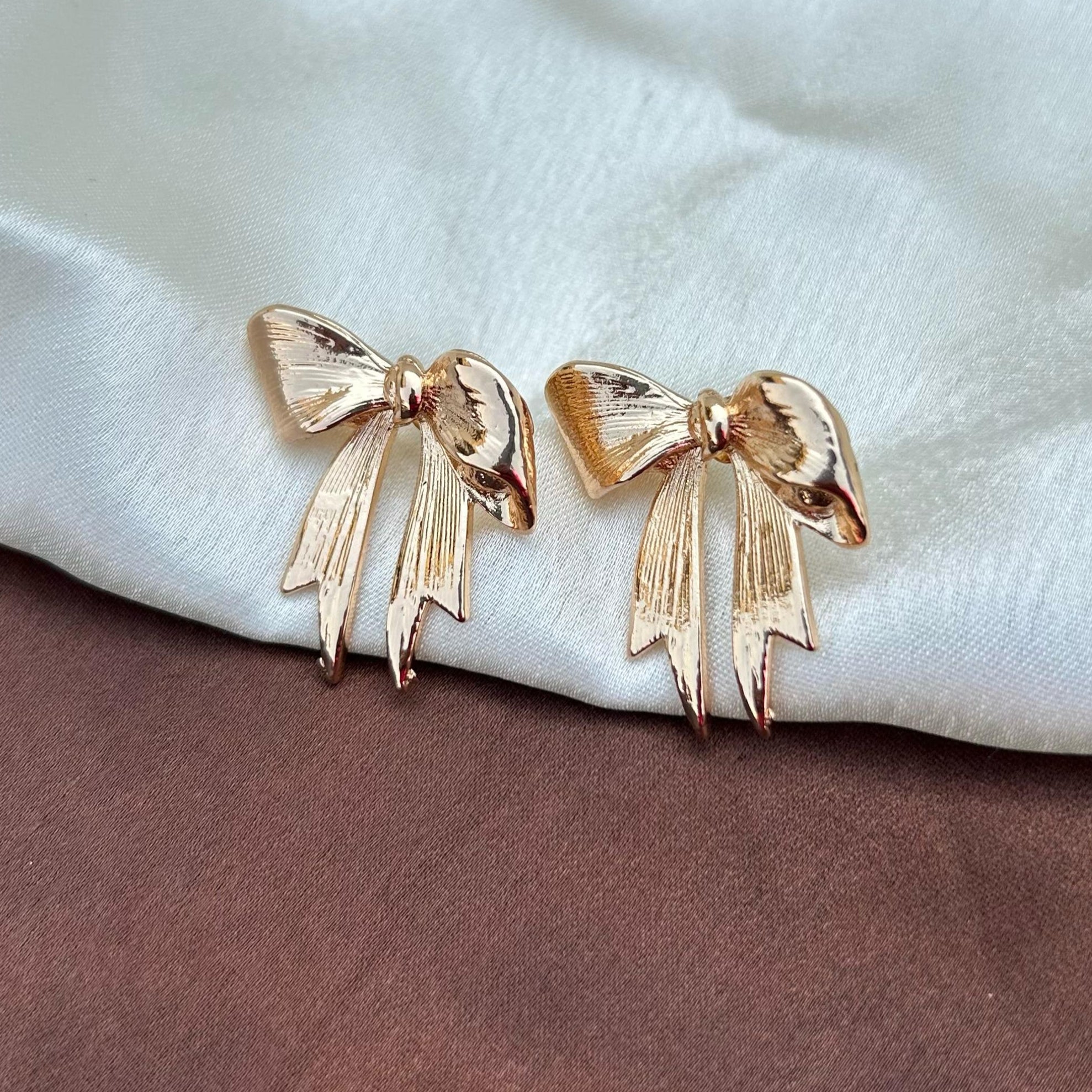 TFC Knotted Bow Gold Plated Stud Earrings