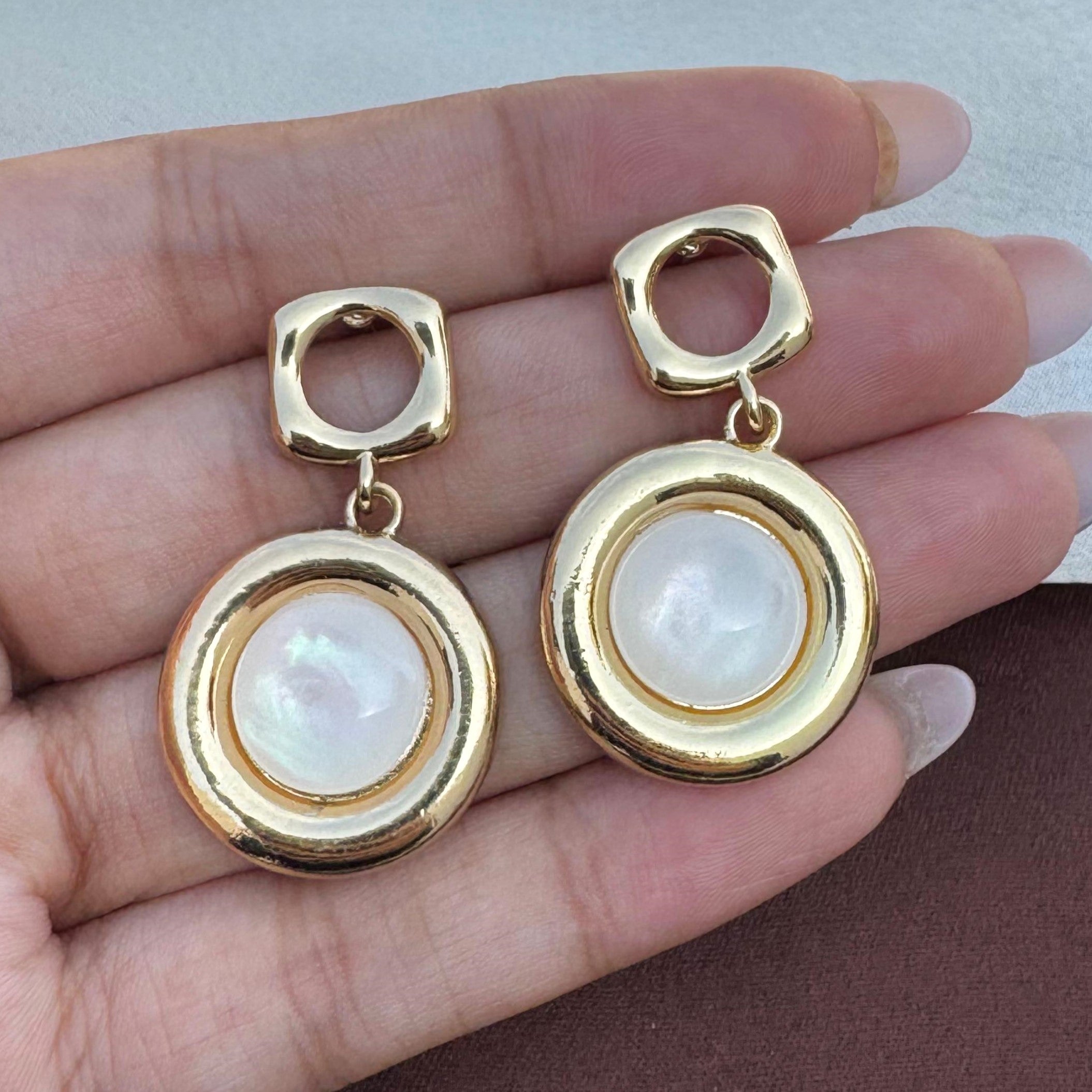 TFC Halo Pearl Gold Plated Dangler Earrings