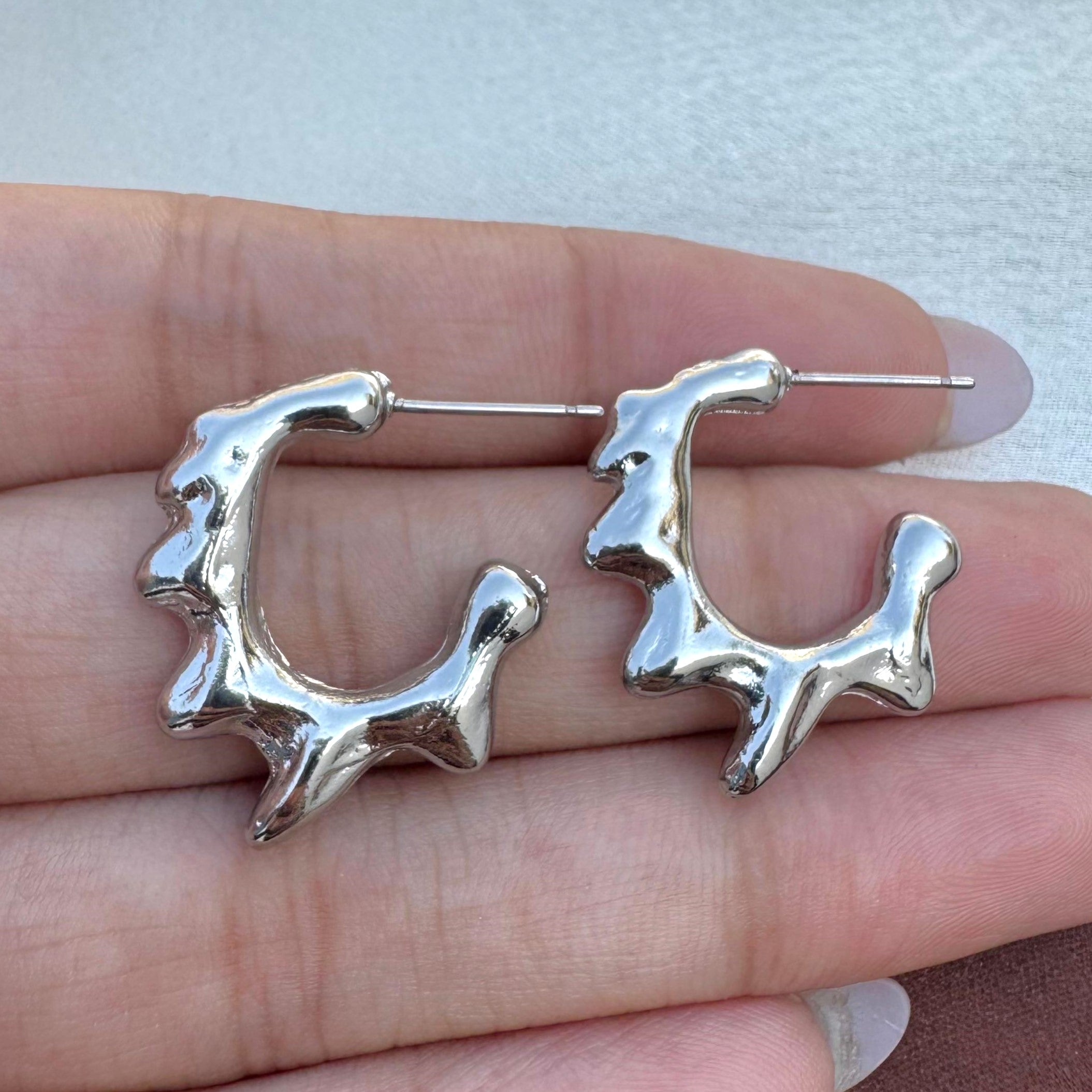 TFC Melt Ice Silver Plated Hoop Earrings