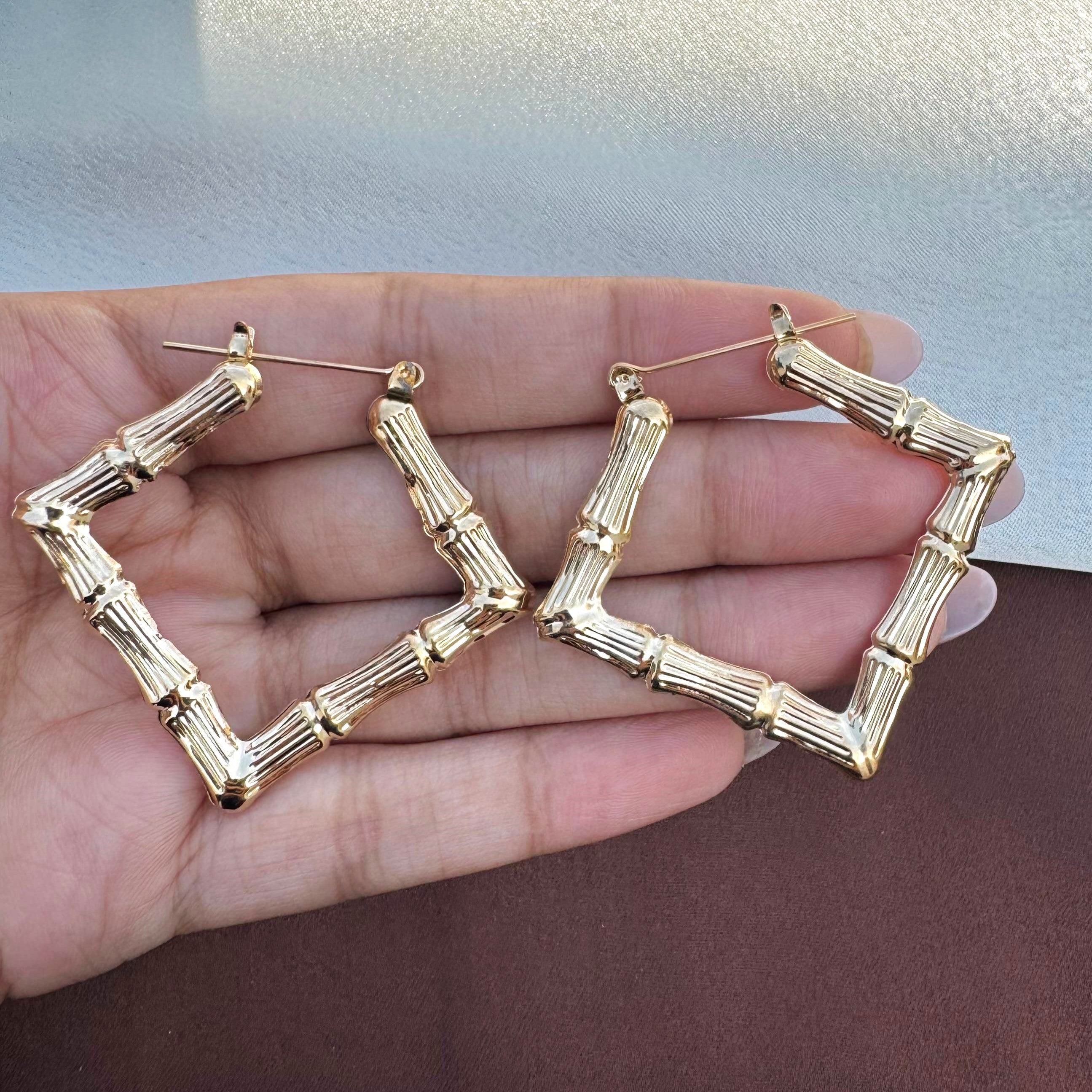 TFC Square Roots Gold Plated Hoop Earrings