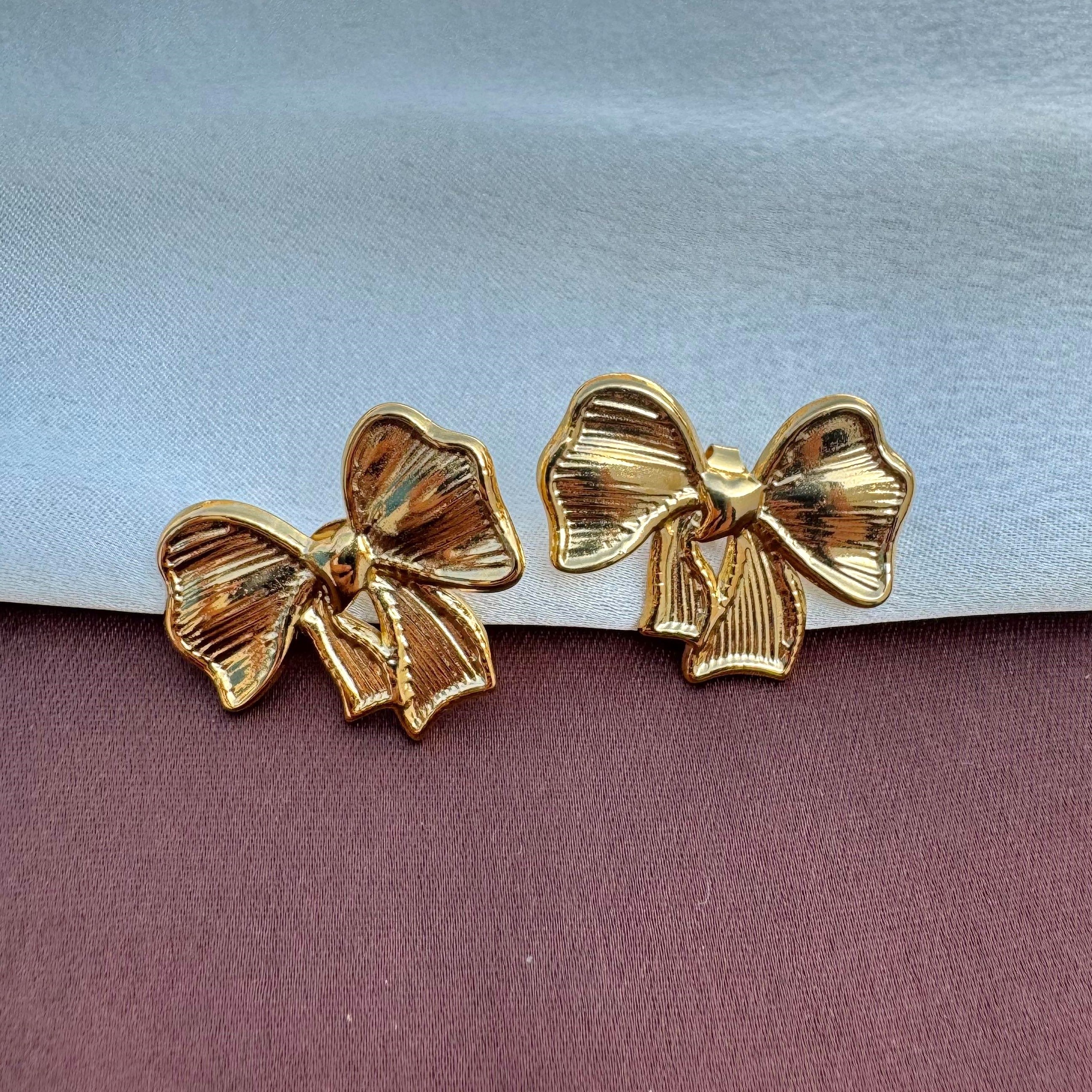 TFC Belle Bow Gold Plated Stud Earrings