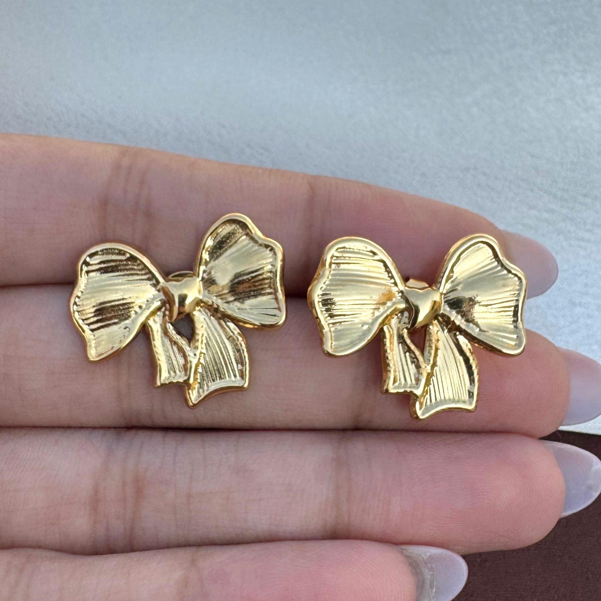 TFC Belle Bow Gold Plated Stud Earrings