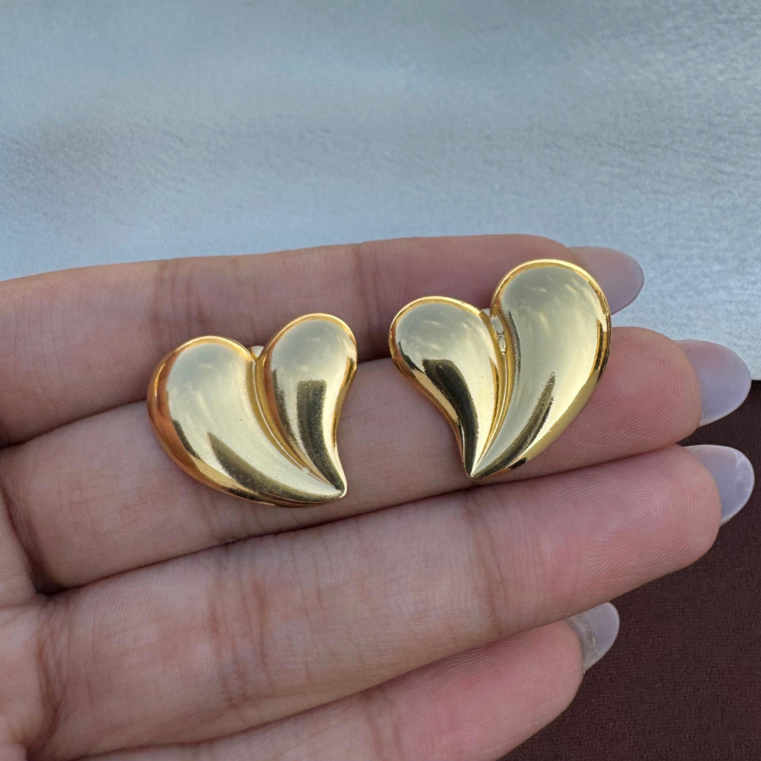 TFC Flutter Hearts Gold Plated Stud Earrings