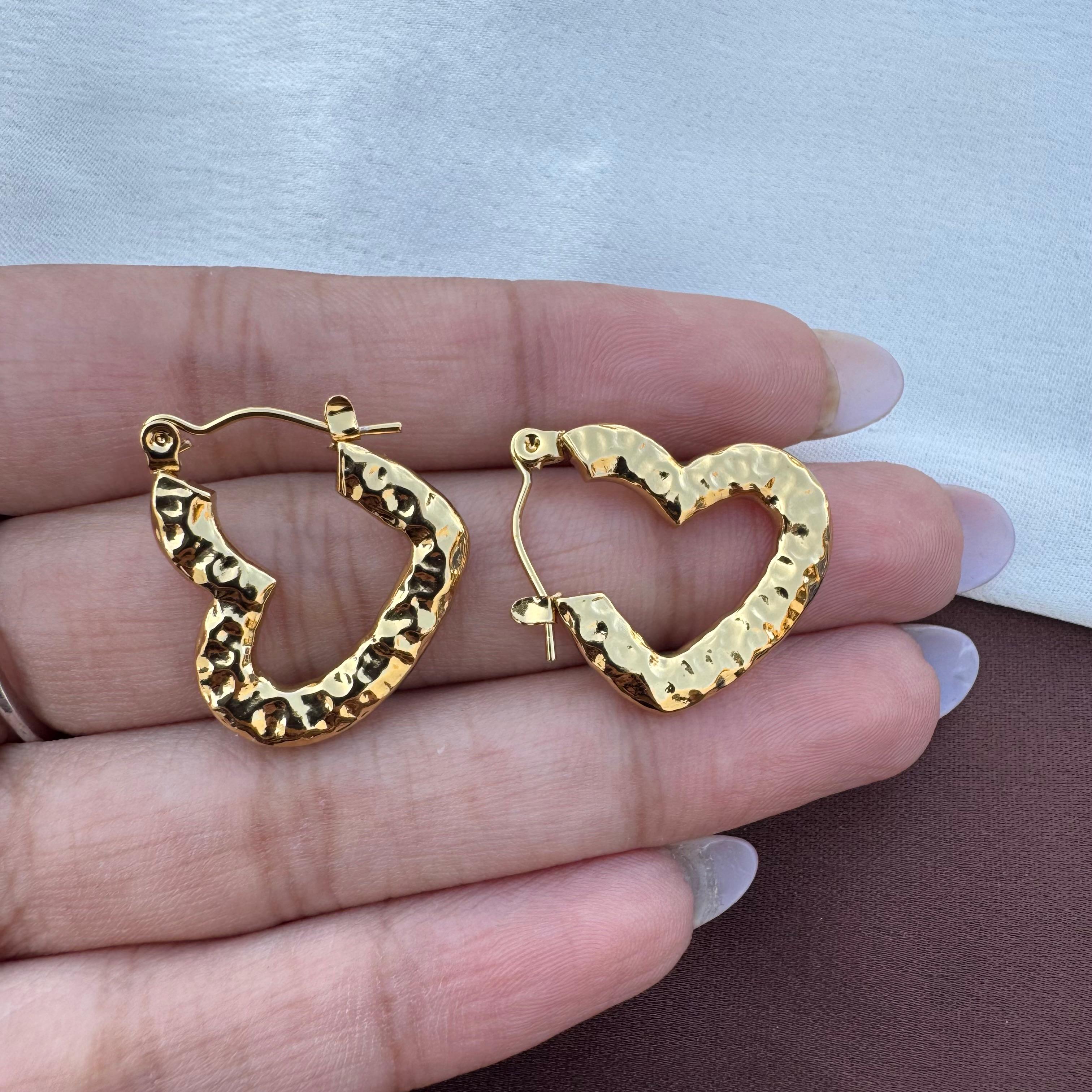 TFC Cosmic Heart Gold Plated Hoop Earrings