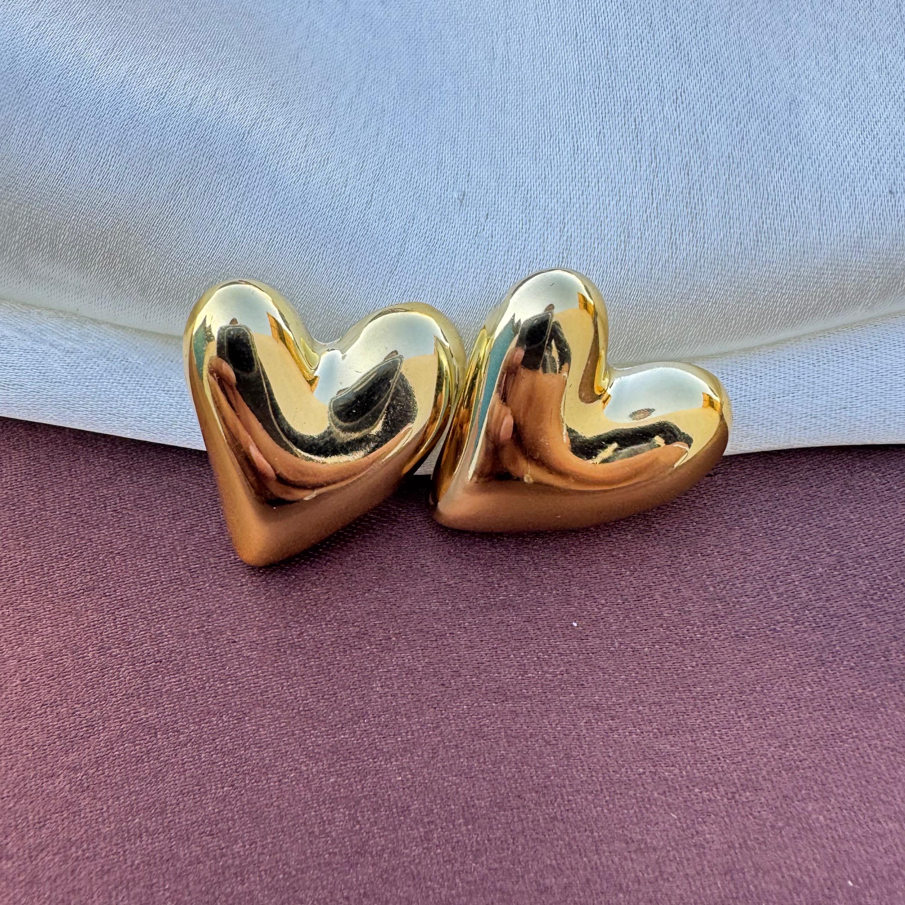 TFC Big Cute Heart Gold Plated Stud Earrings