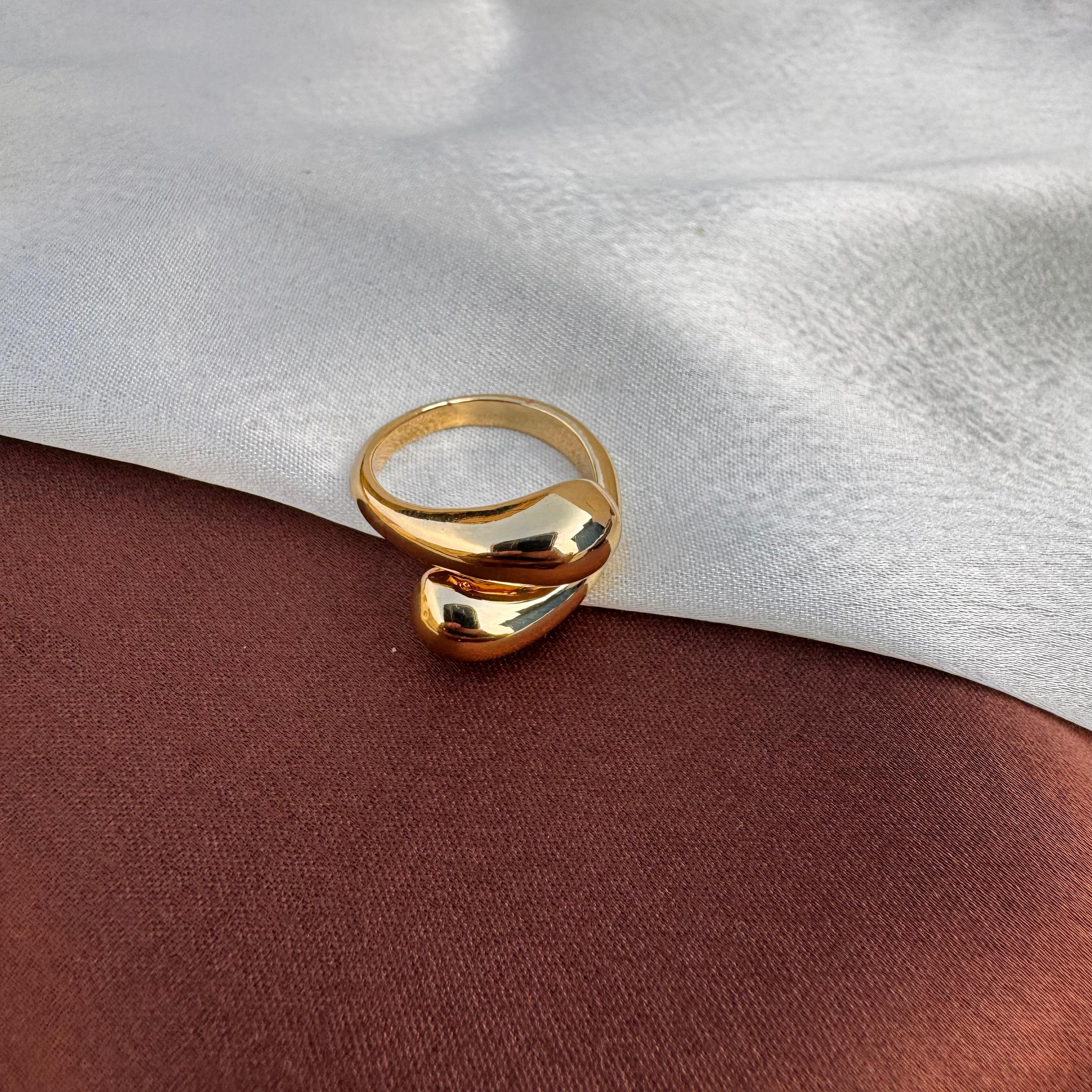 TFC Drop Hug Gold Plated Adjustable Ring