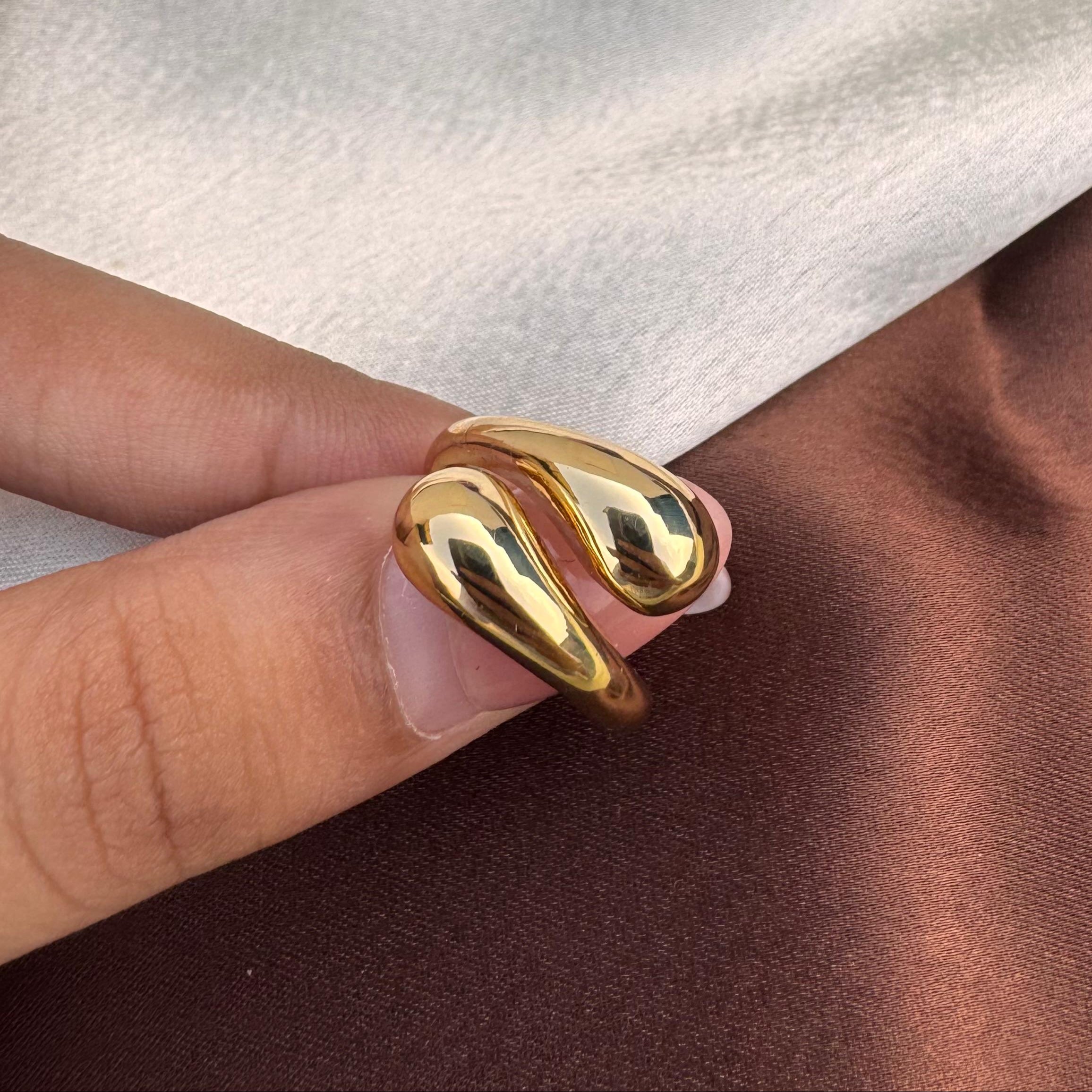 TFC Drop Hug Gold Plated Adjustable Ring