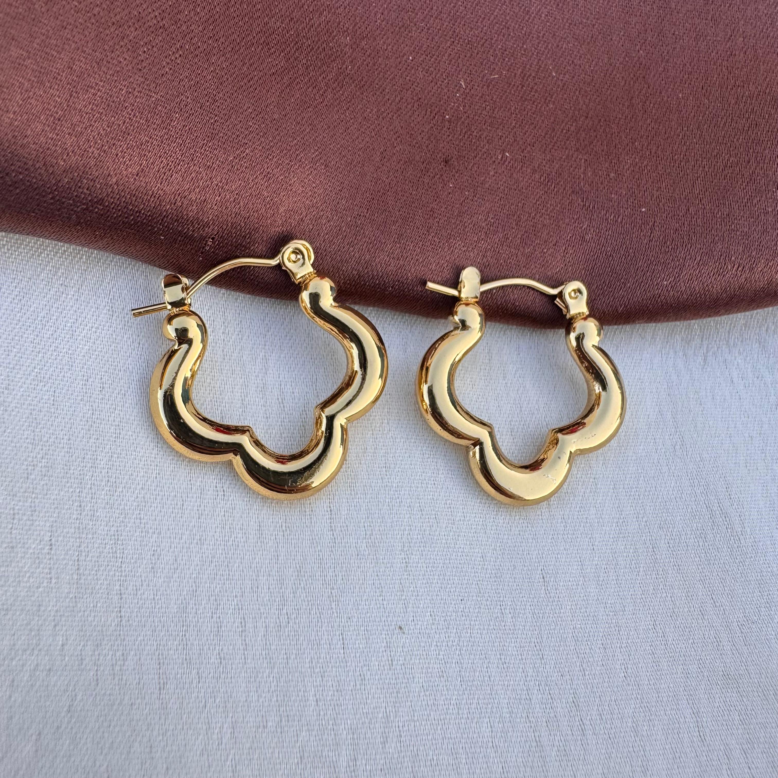 TFC Three Side Gold Plated Hoop Earrings