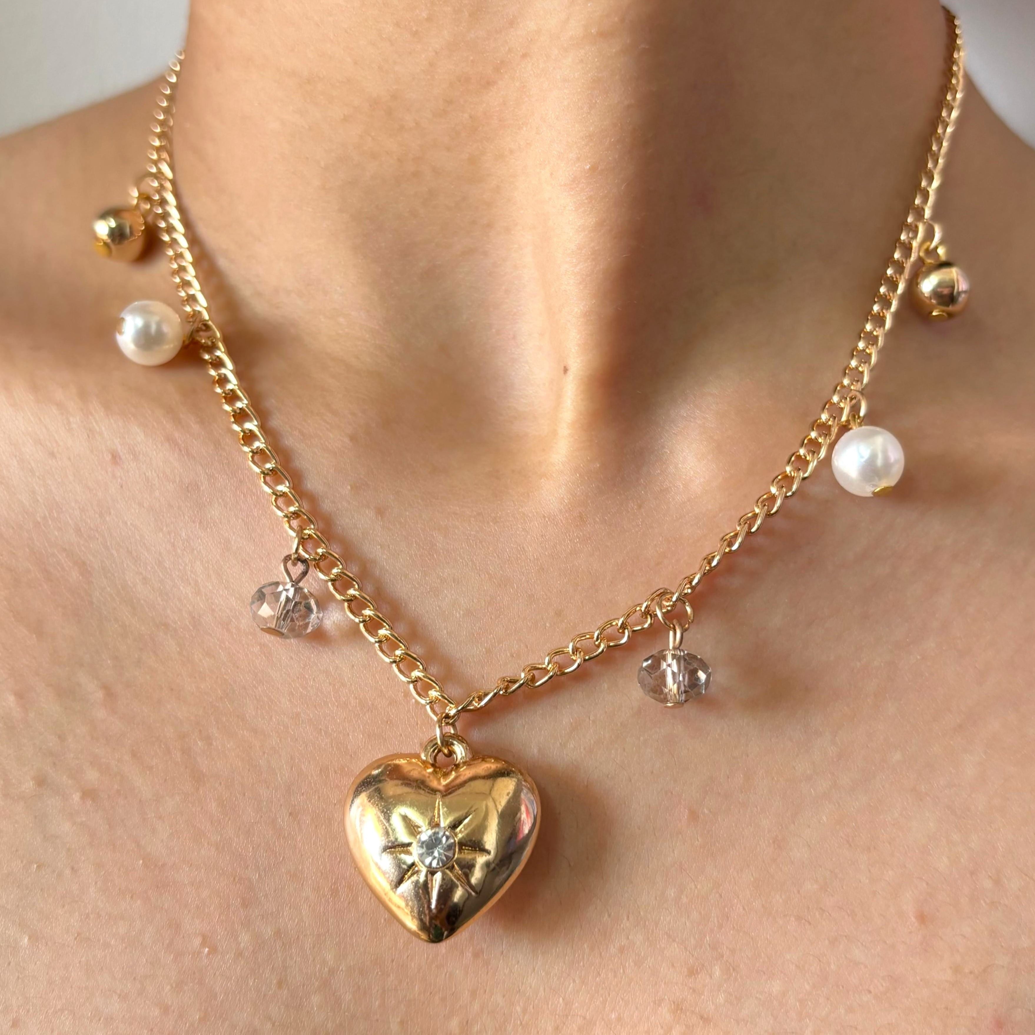 TFC Starry Heart Gold Plated Pendant Necklace