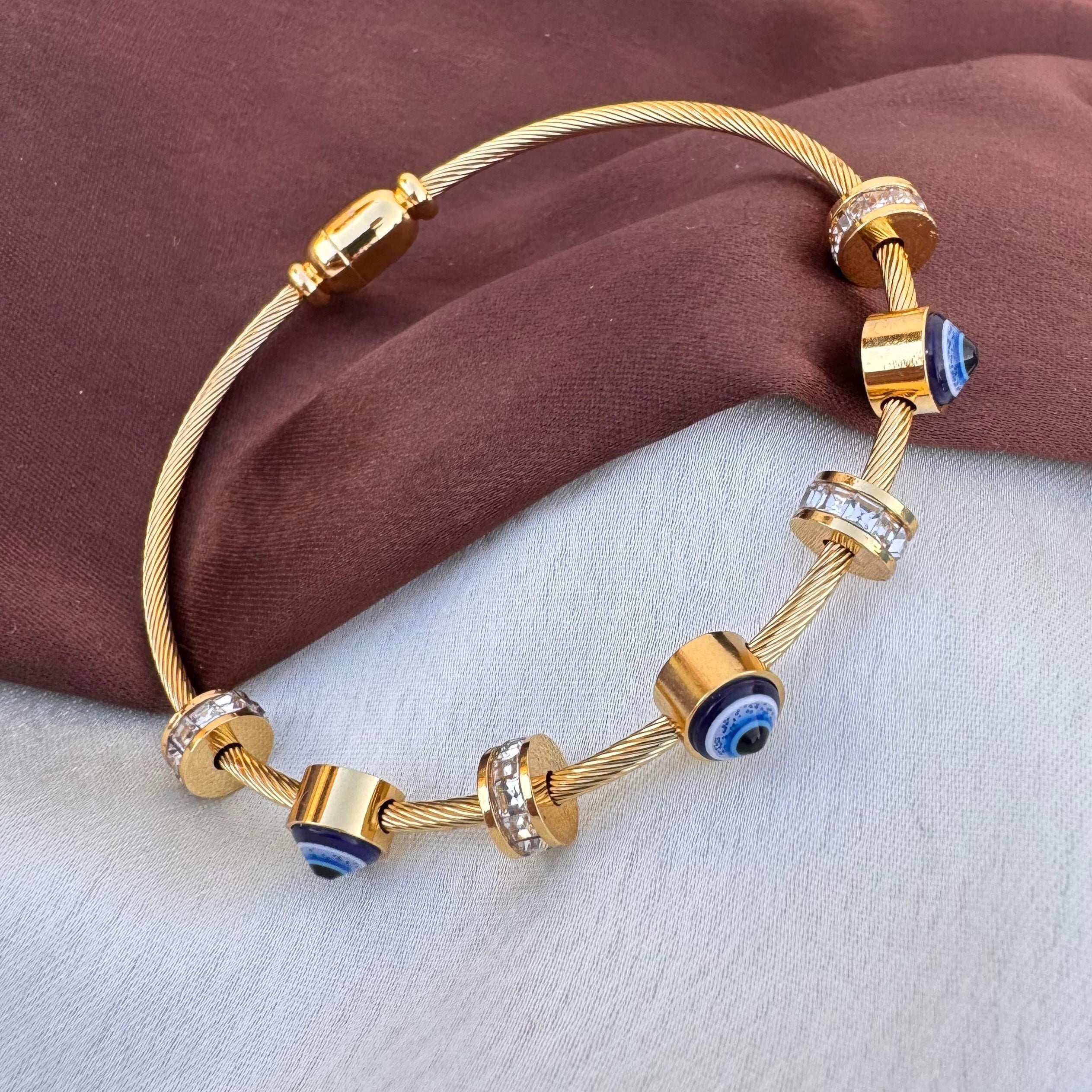 TFC Evil Eye Gold Plated Bracelet Bangle (size 6.0)