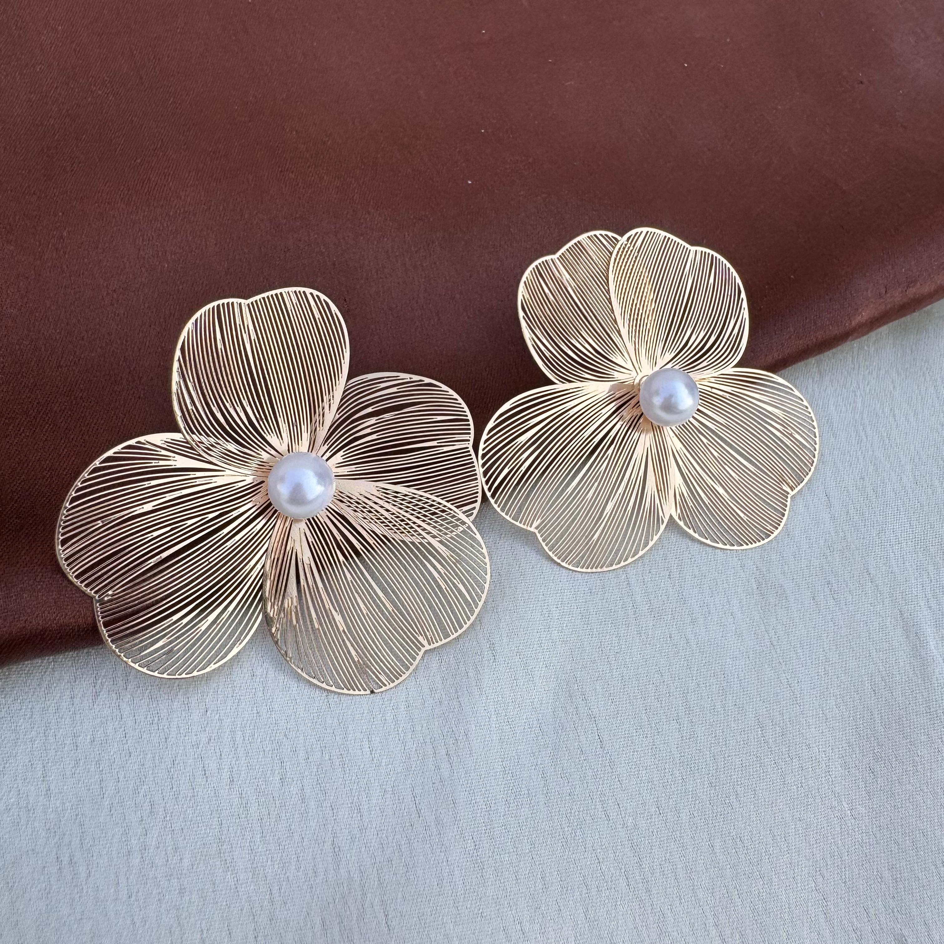 TFC Soft Petal Gold Plated Stud Earrings