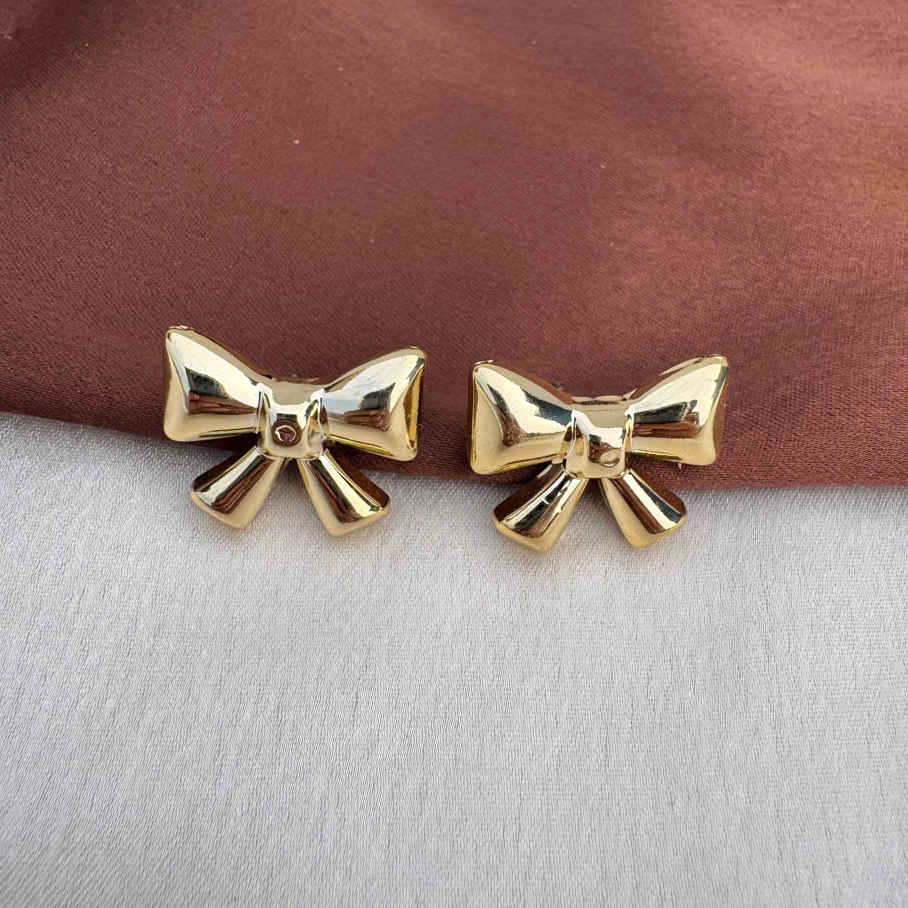 TFC Party Bow Gold Plated Stud Earrings