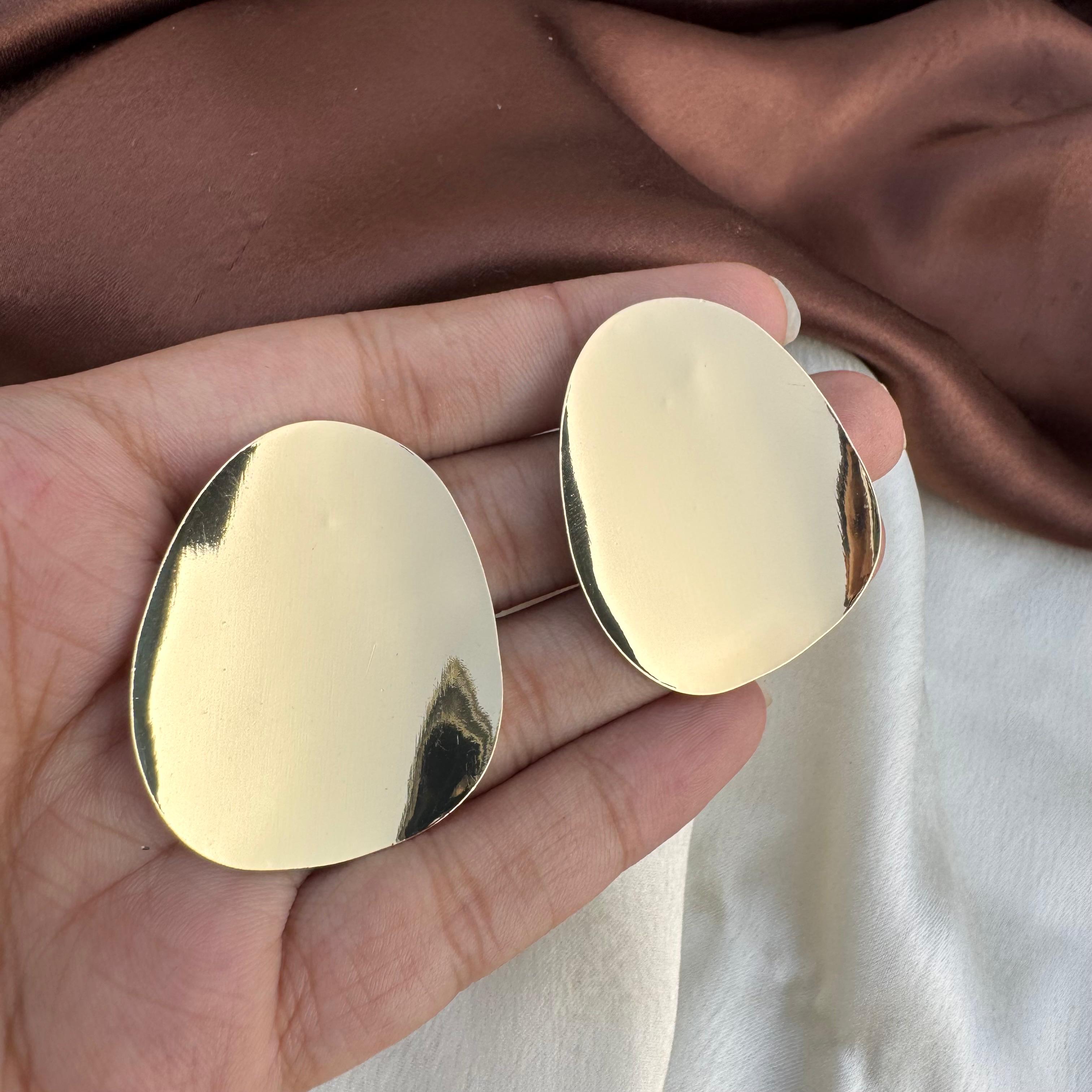 TFC Mirror Shine Gold Plated Stud Earrings