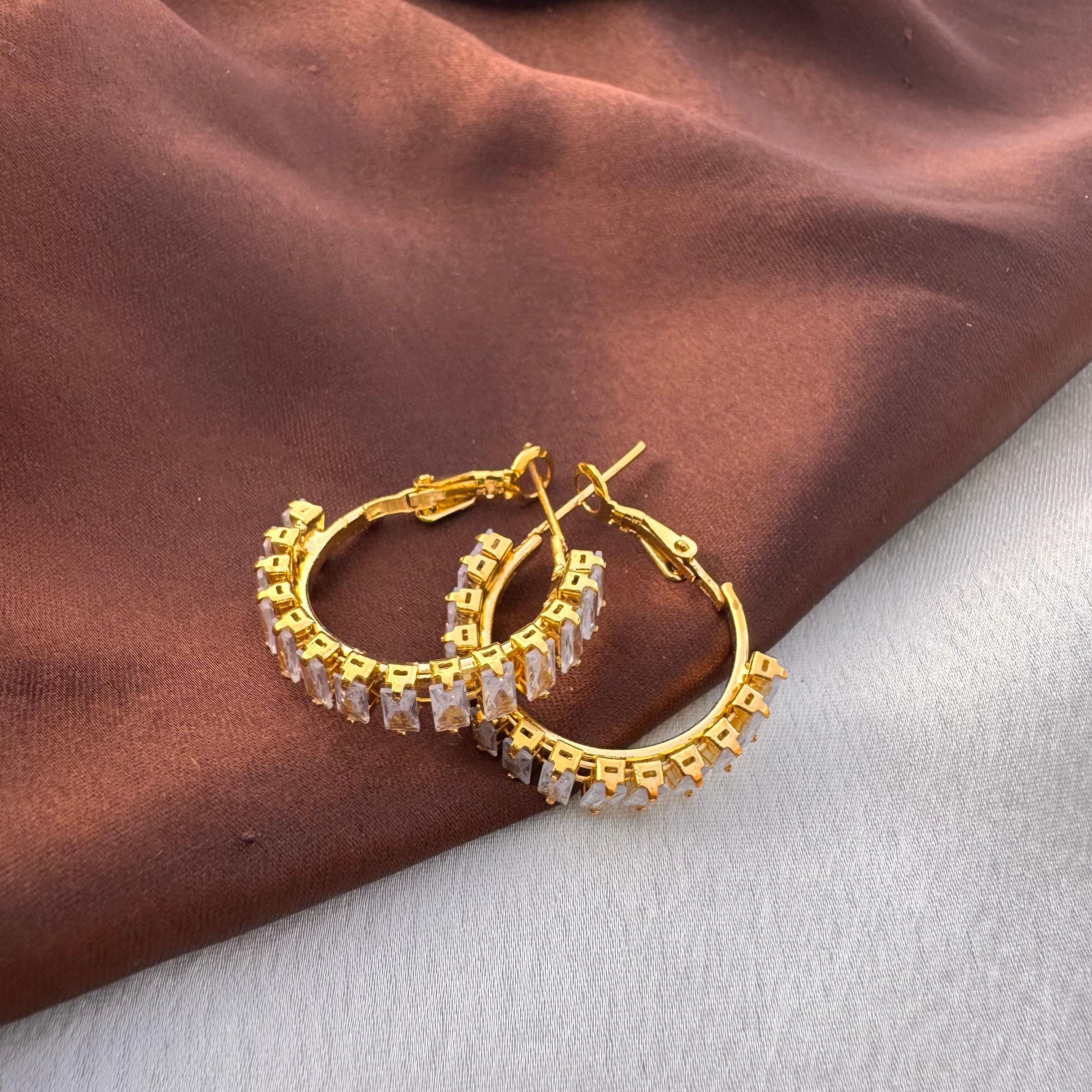 TFC Monogems Gold Plated Hoop Earrings