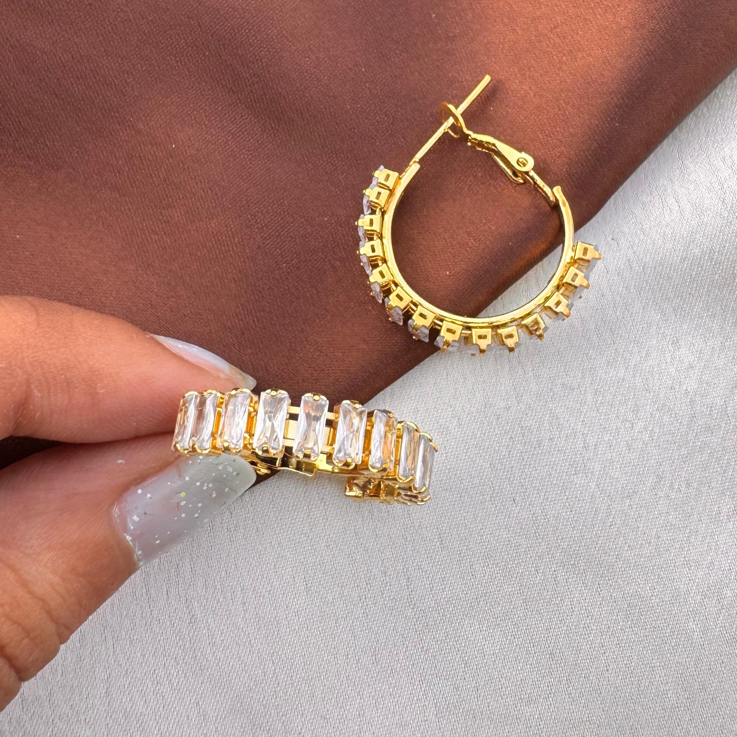TFC Monogems Gold Plated Hoop Earrings