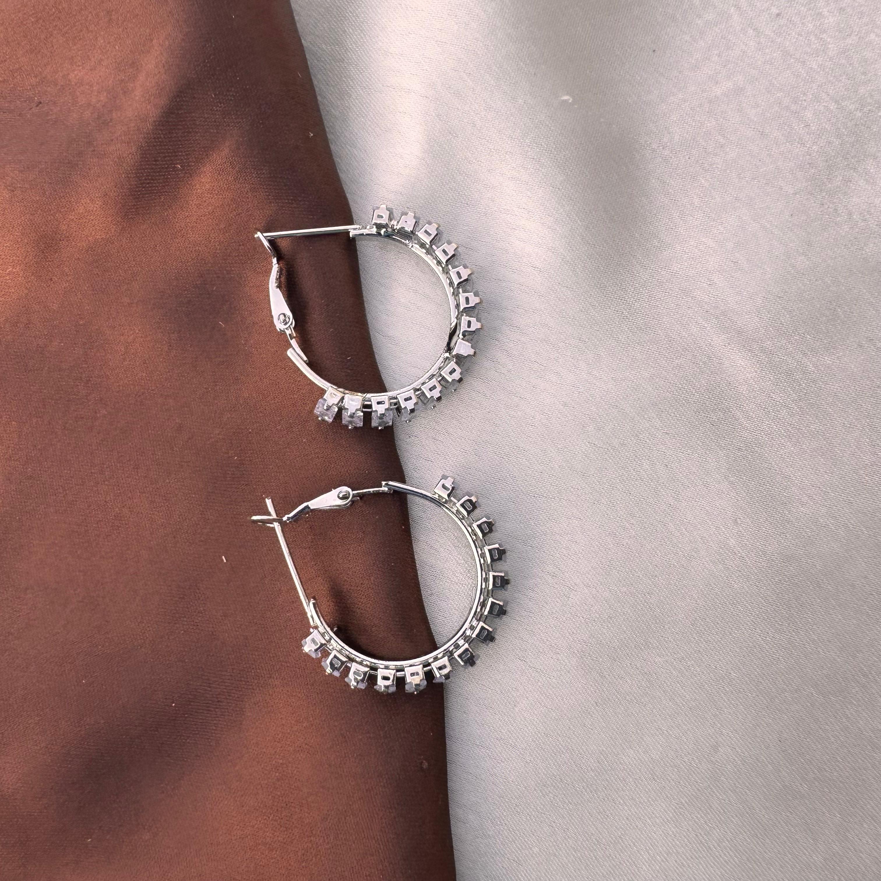 TFC Monogems Silver Plated Hoop Earrings