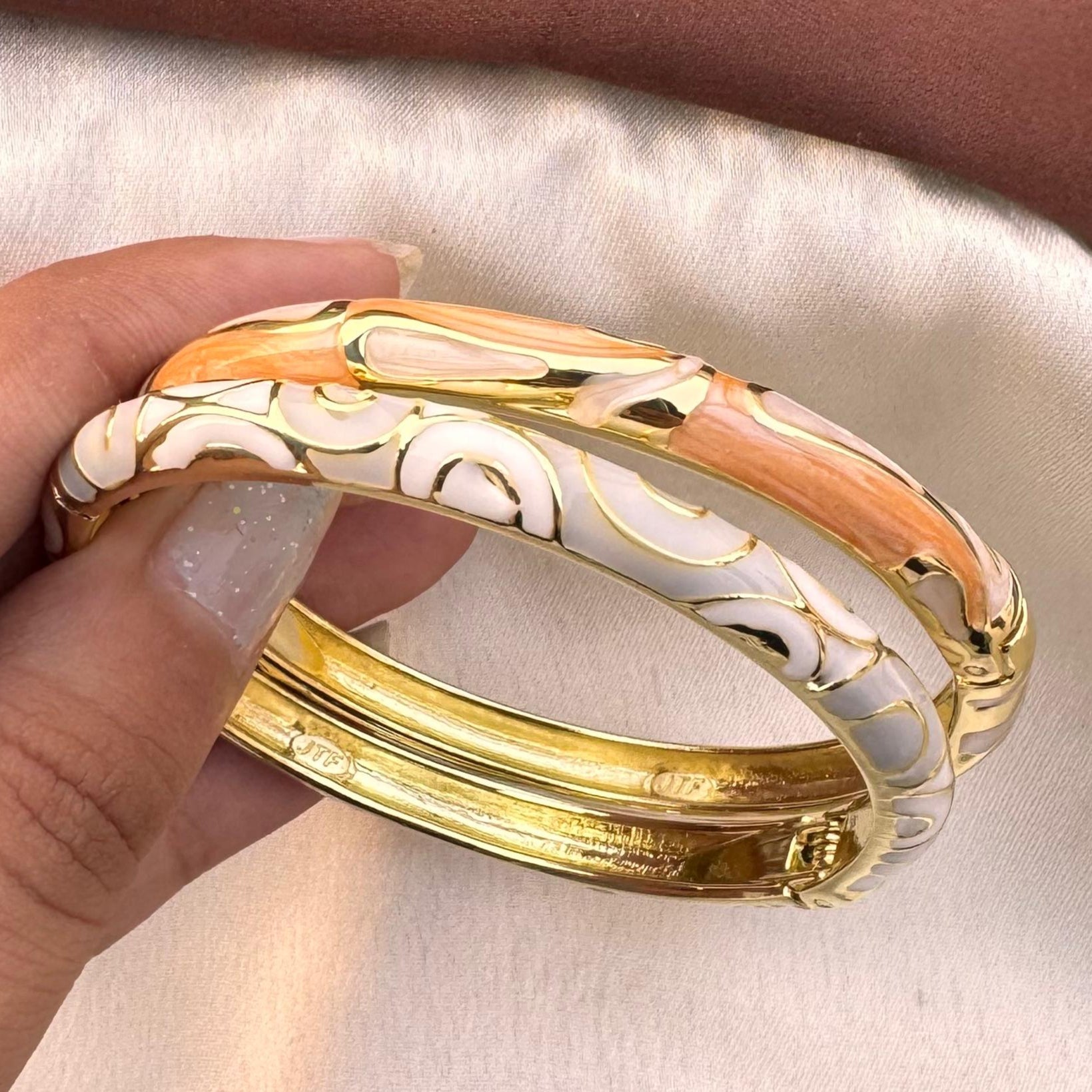 TFC Chrome Swirl Gold Plated Bracelet Bangle Combo Set (size 6.0)