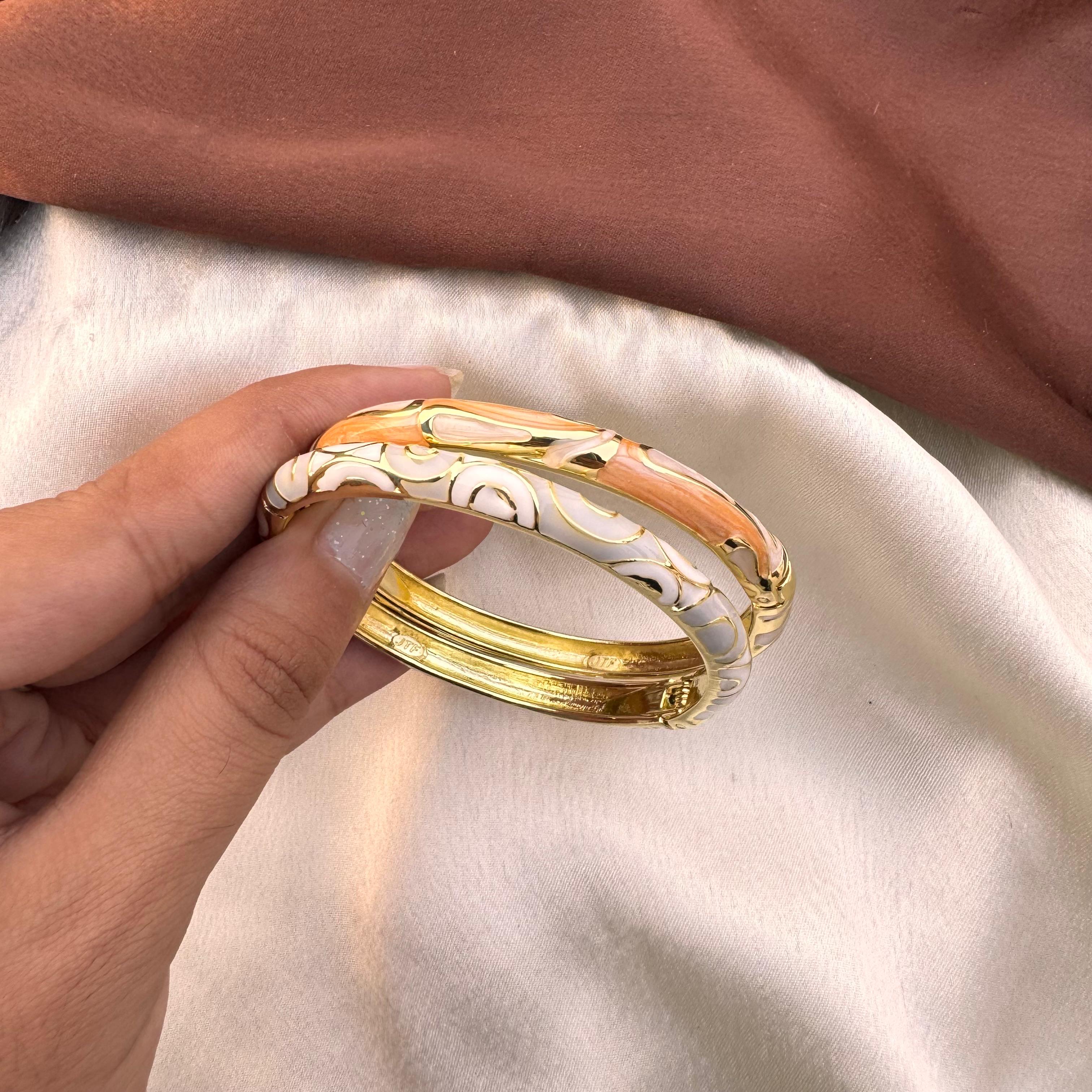 TFC Chrome Swirl Gold Plated Bracelet Bangle Combo Set (size 6.0)