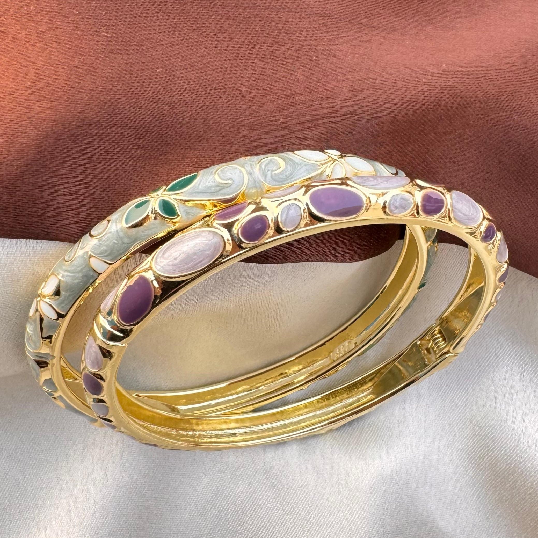TFC  Size 2.6 Dusty Lilac Gold Plated Bracelet Bangle Combo Set