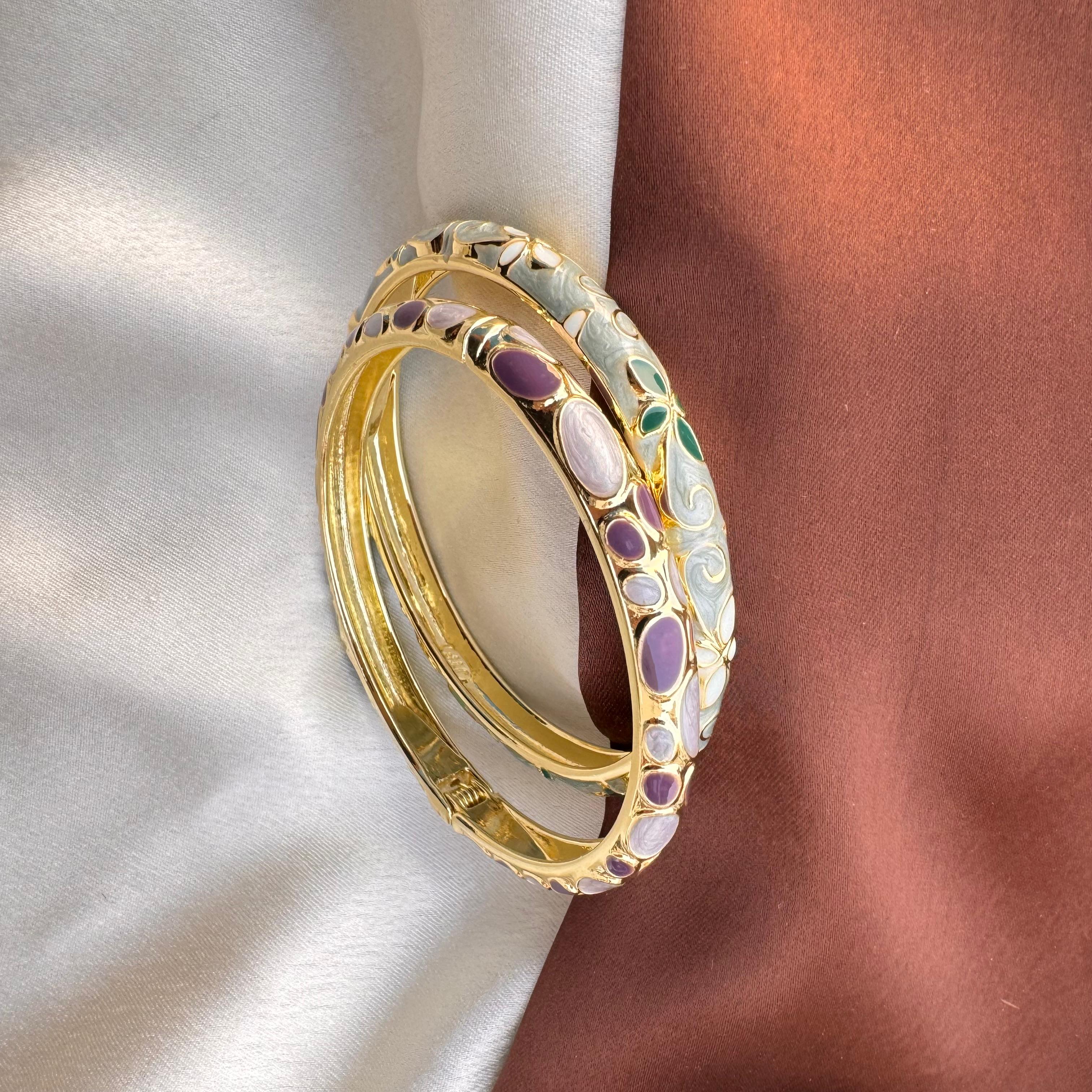 TFC Dusty Lilac Gold Plated Bracelet Bangle Combo Set (size 6.0)