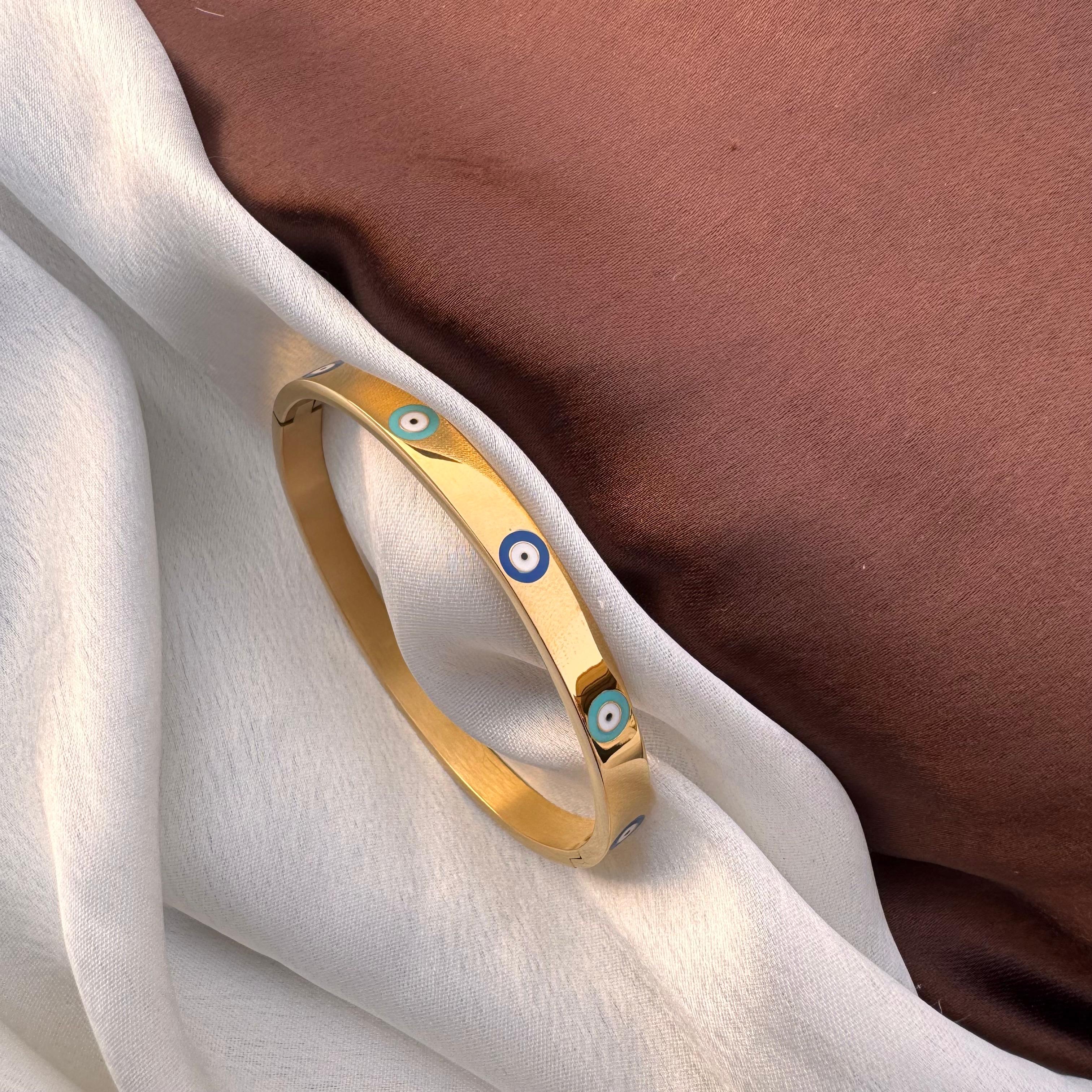 TFC Evil Drishti Gold Plated Bracelet Bangle (size 6.3)
