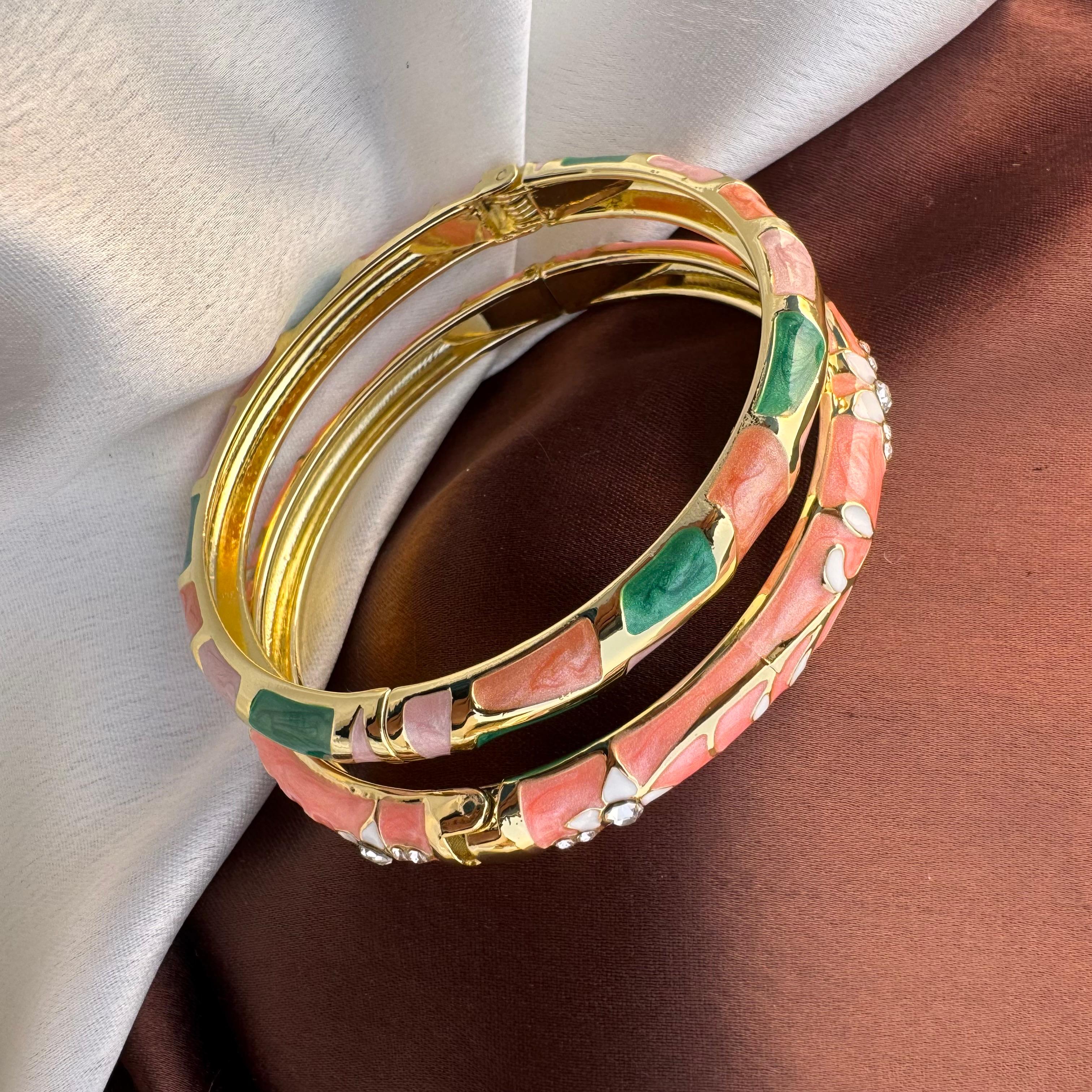 TFC Peachmist Gold Plated Bracelet Bangle Combo Set (size 6.0)