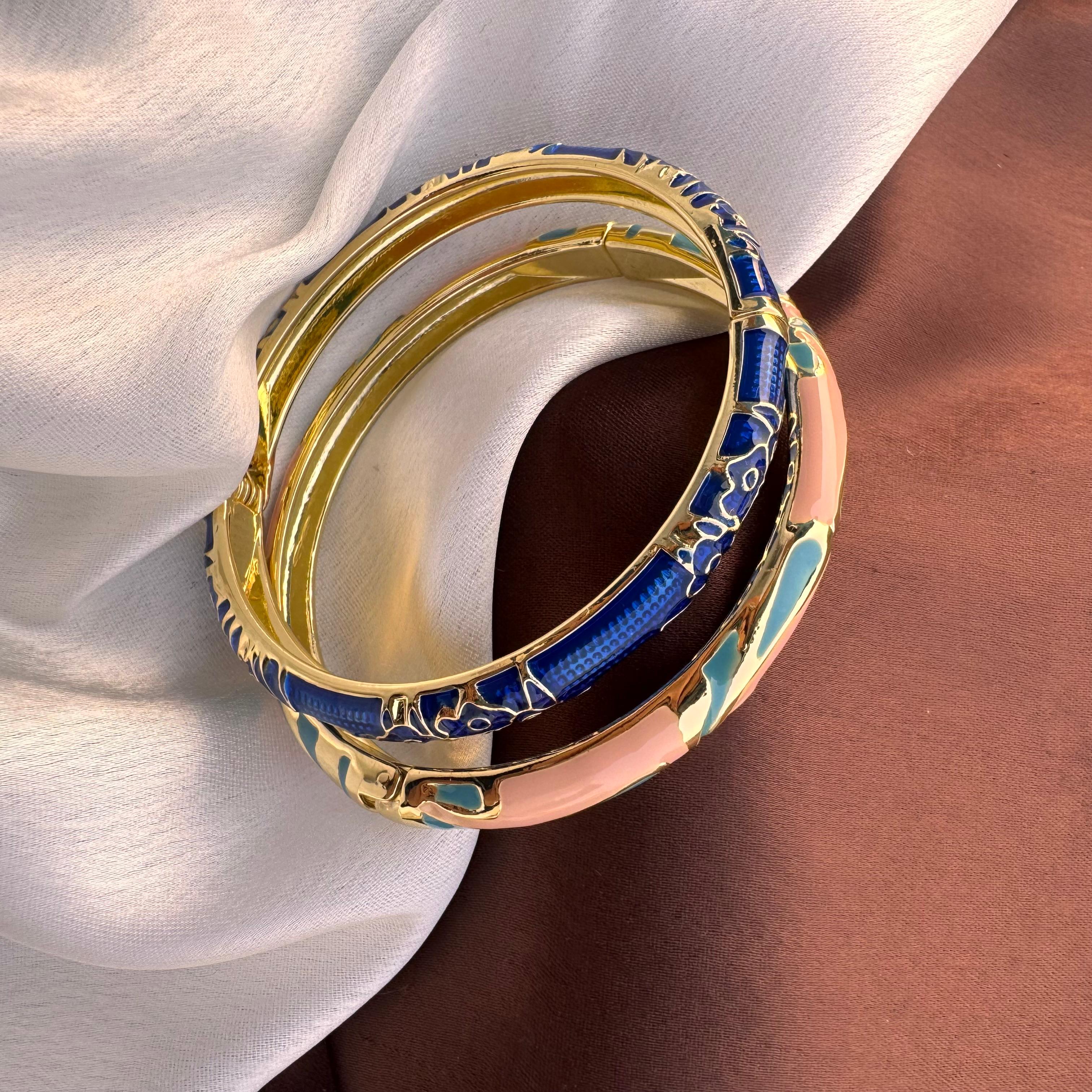 TFC Pink Cloud Gold Plated Bracelet Bangle Combo Set (size 6.0)