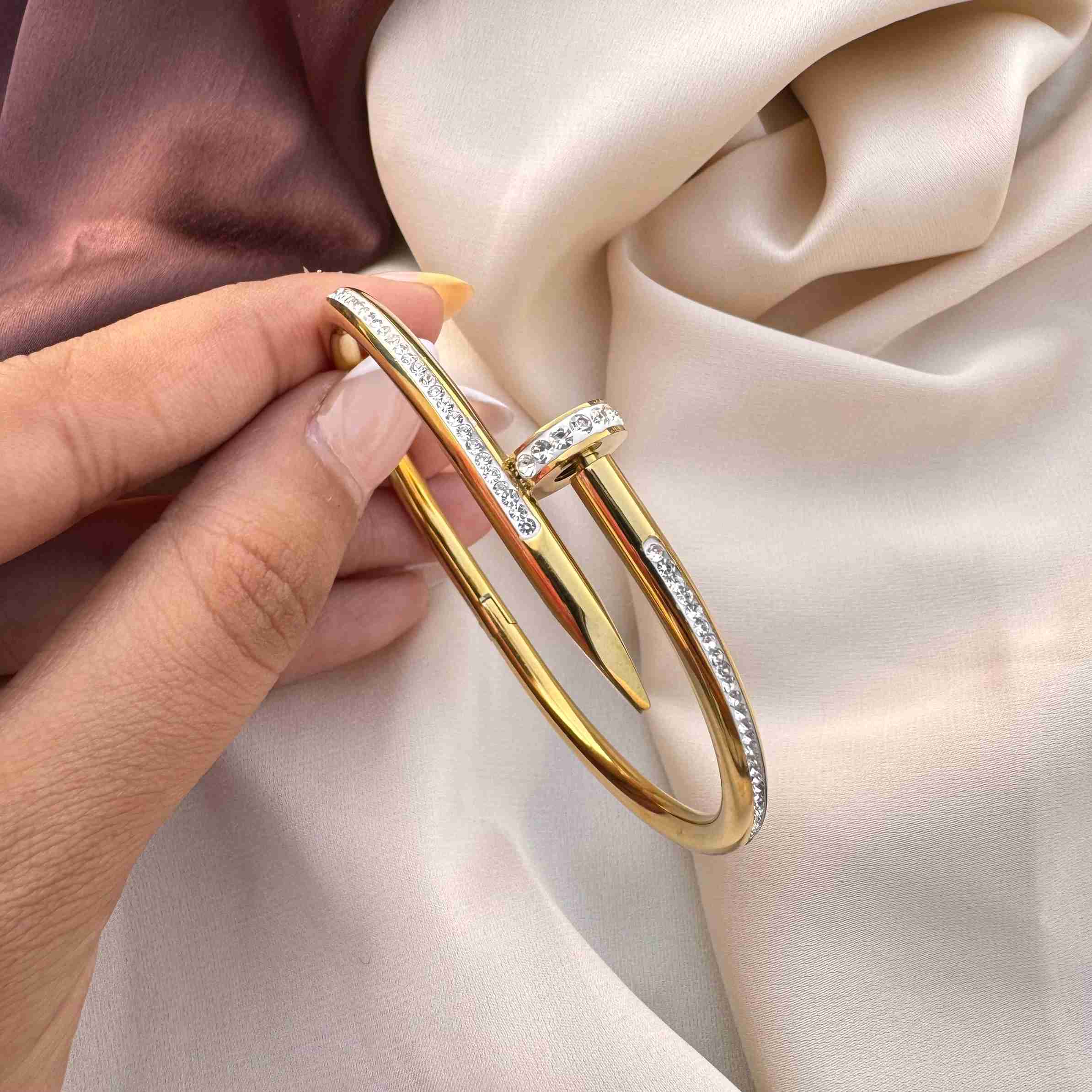 TFC Royal Stone Line Gold Plated Bracelet Bangle (Size -2-8)