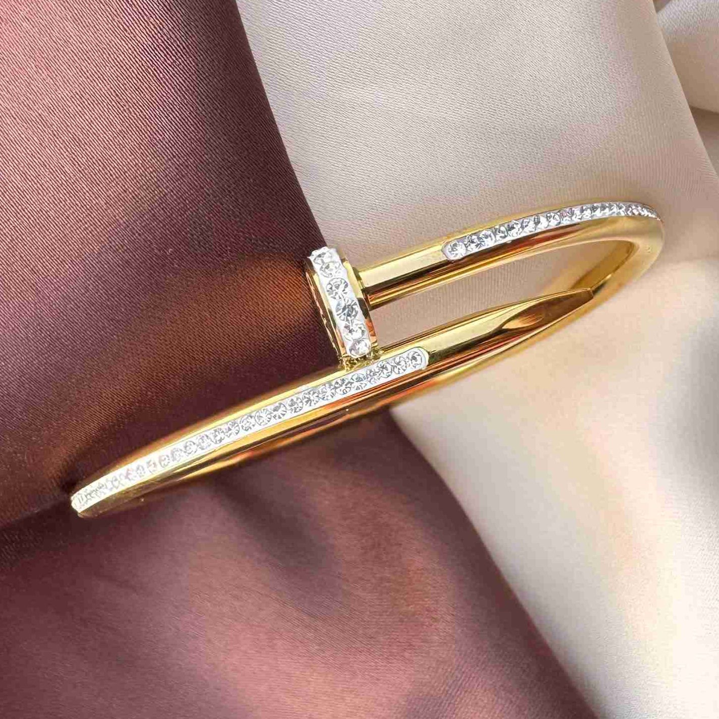 TFC Royal Stone Line Gold Plated Bracelet Bangle (Size -2-8)