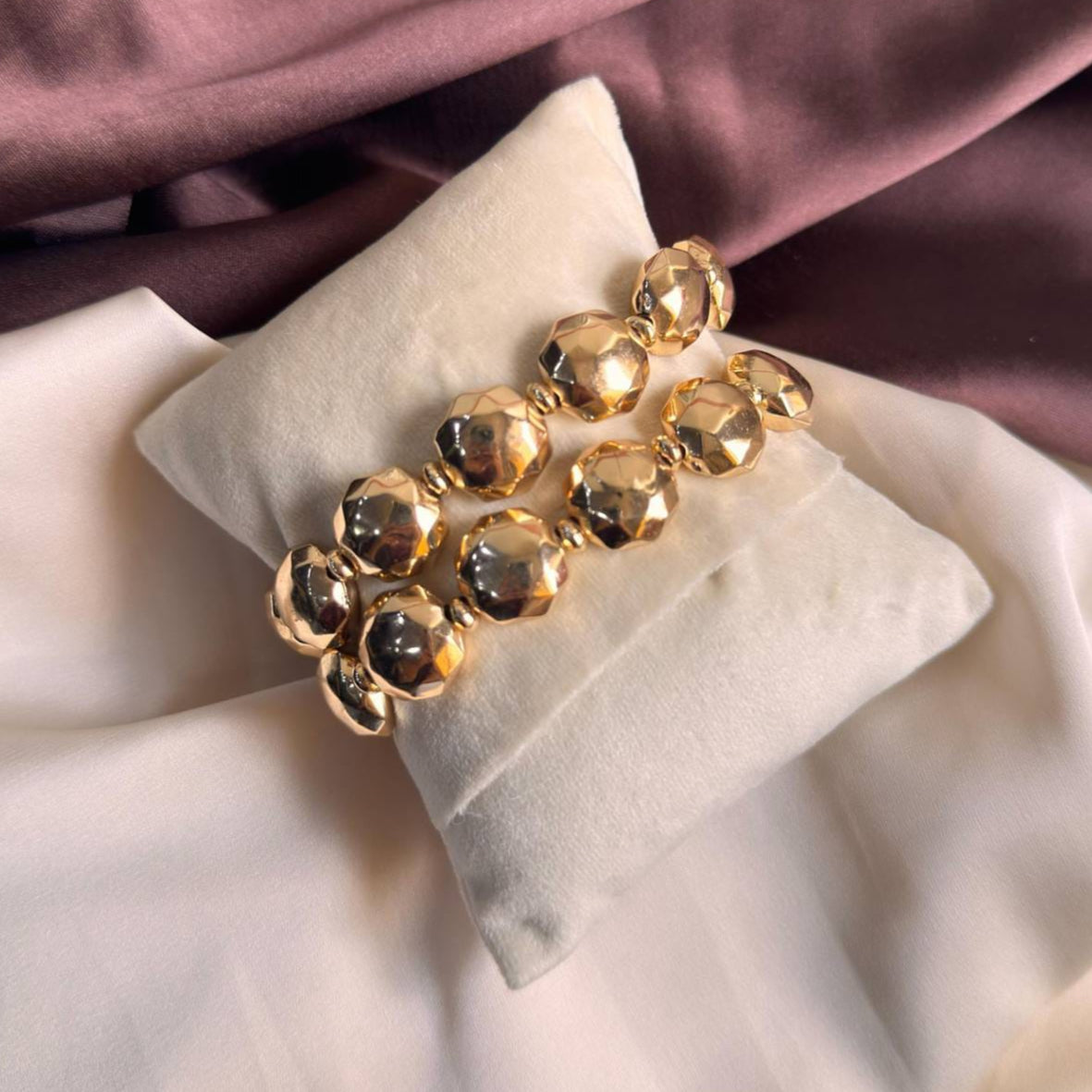 TFC Textured Round Bead Gold Plated Bracelet (set of 2 )