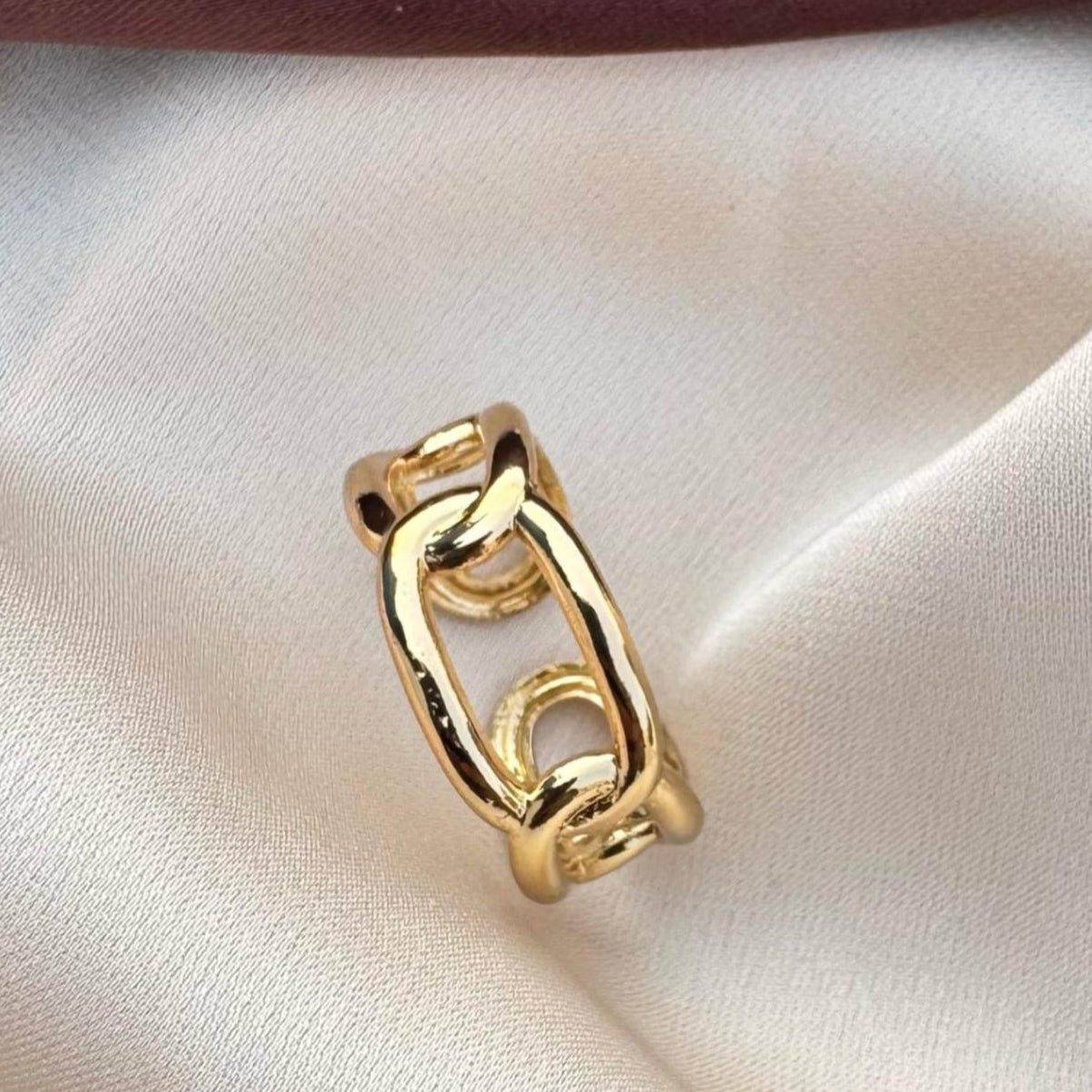 TFC Linked Gold Plated Adjustable ring