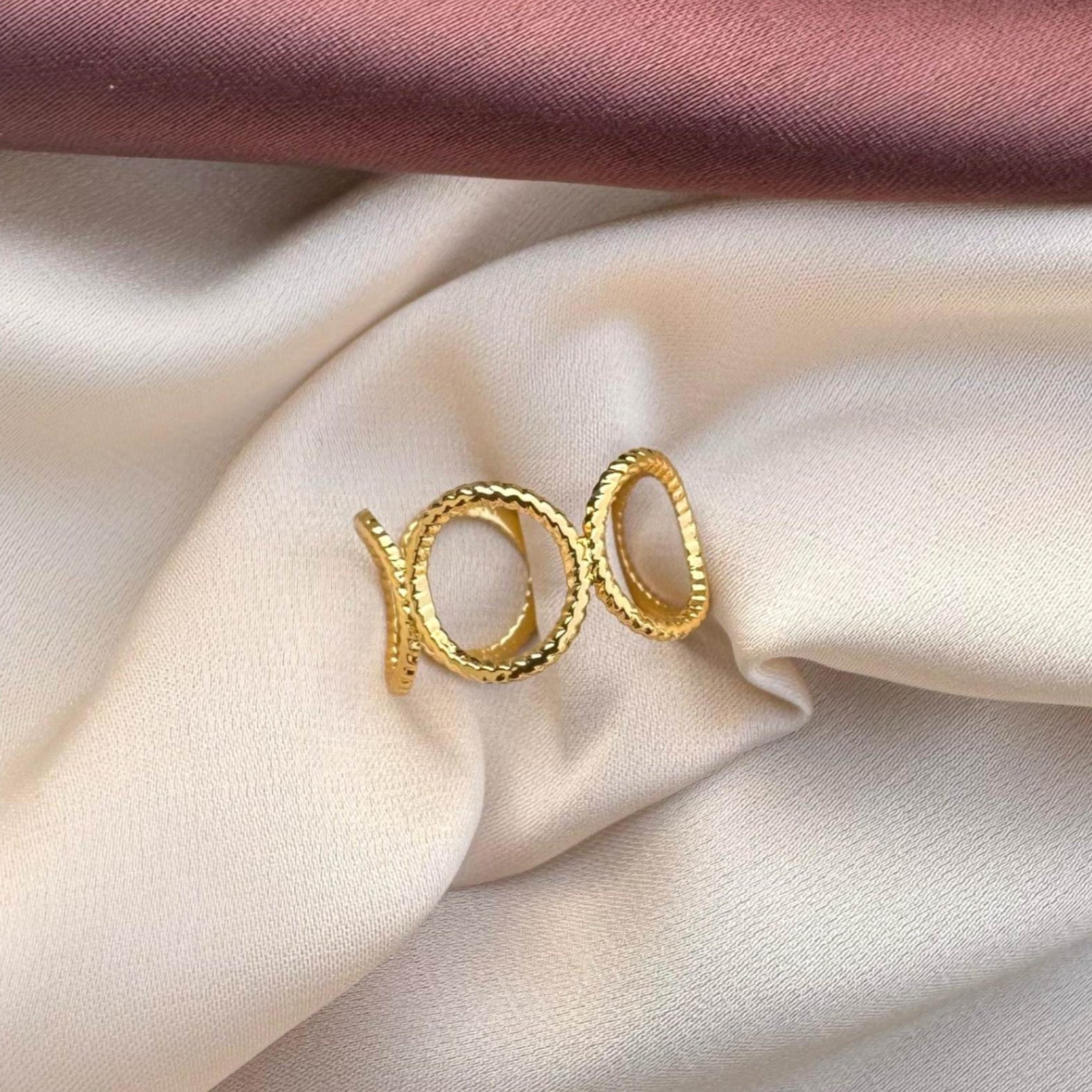 TFC Oval Elegance Gold Plated Adjustable Ring