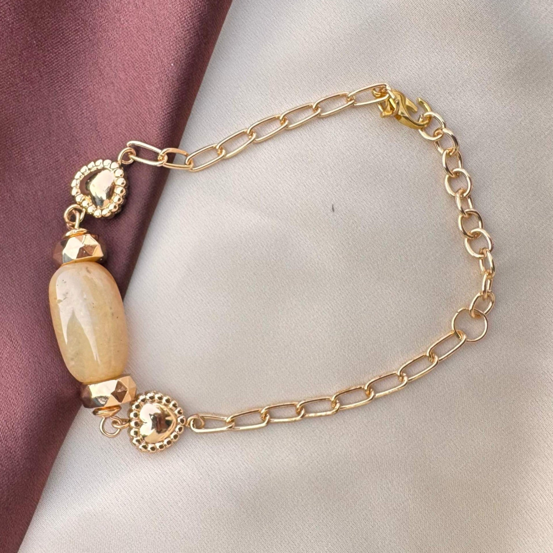 TFC Cylinderical Bead Gold Plated Chain Bracelet