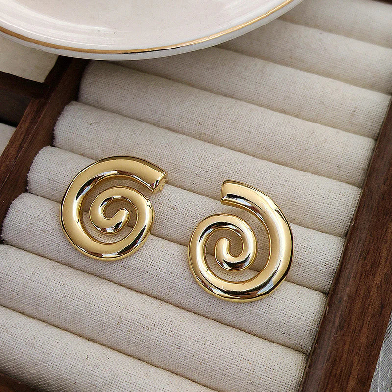 TFC Fossil Shape Gold Plated Stud Earrings