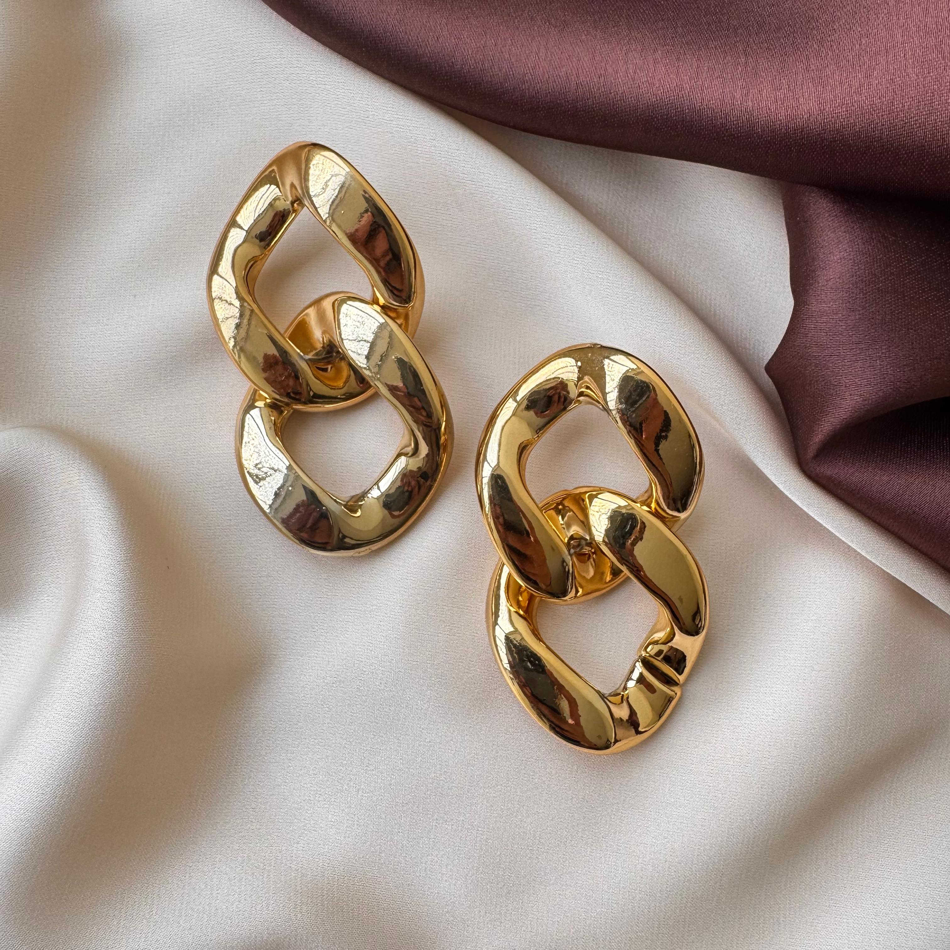 TFC Double Chain Gold plated Earrings