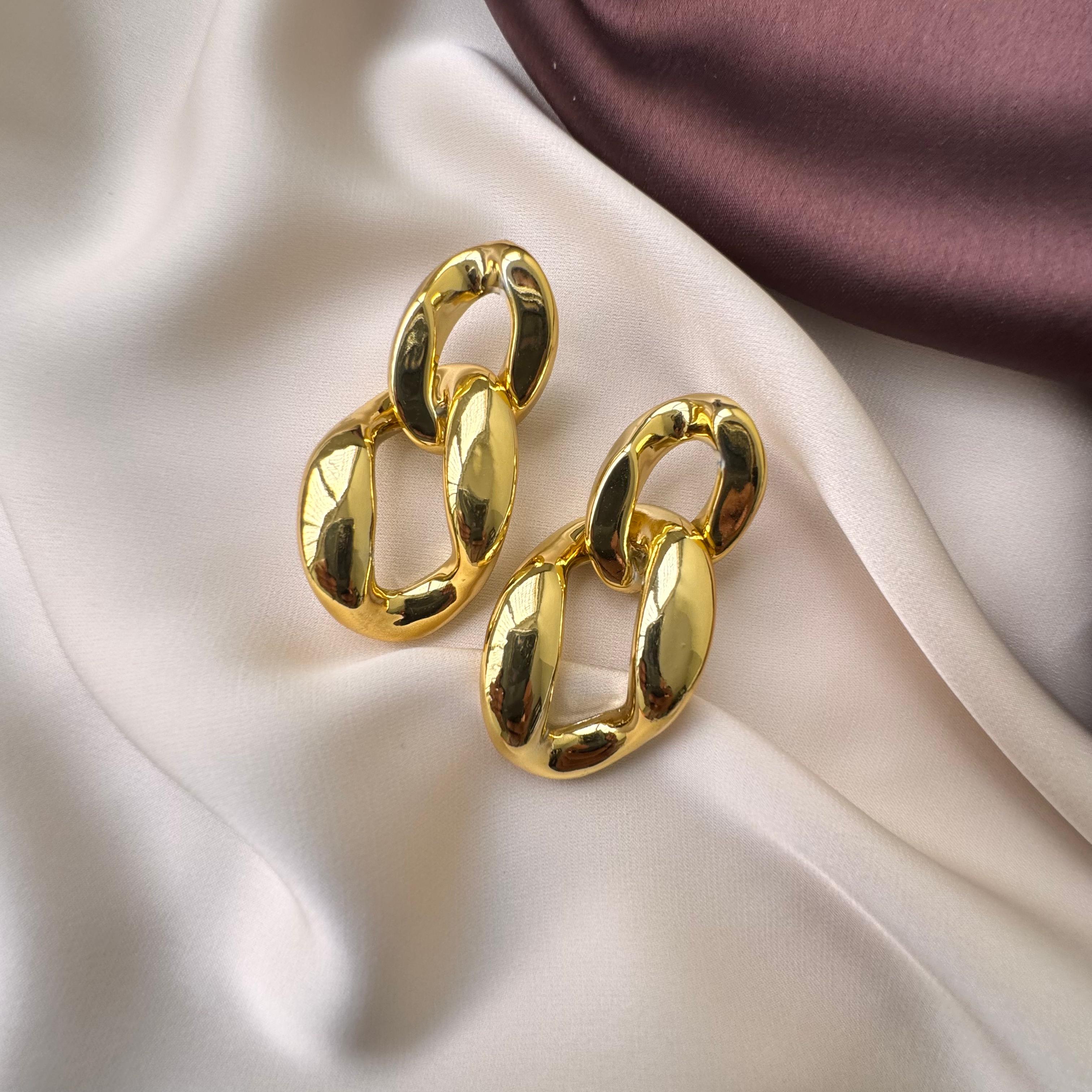 TFC Chain Style Gold Plated Earrings