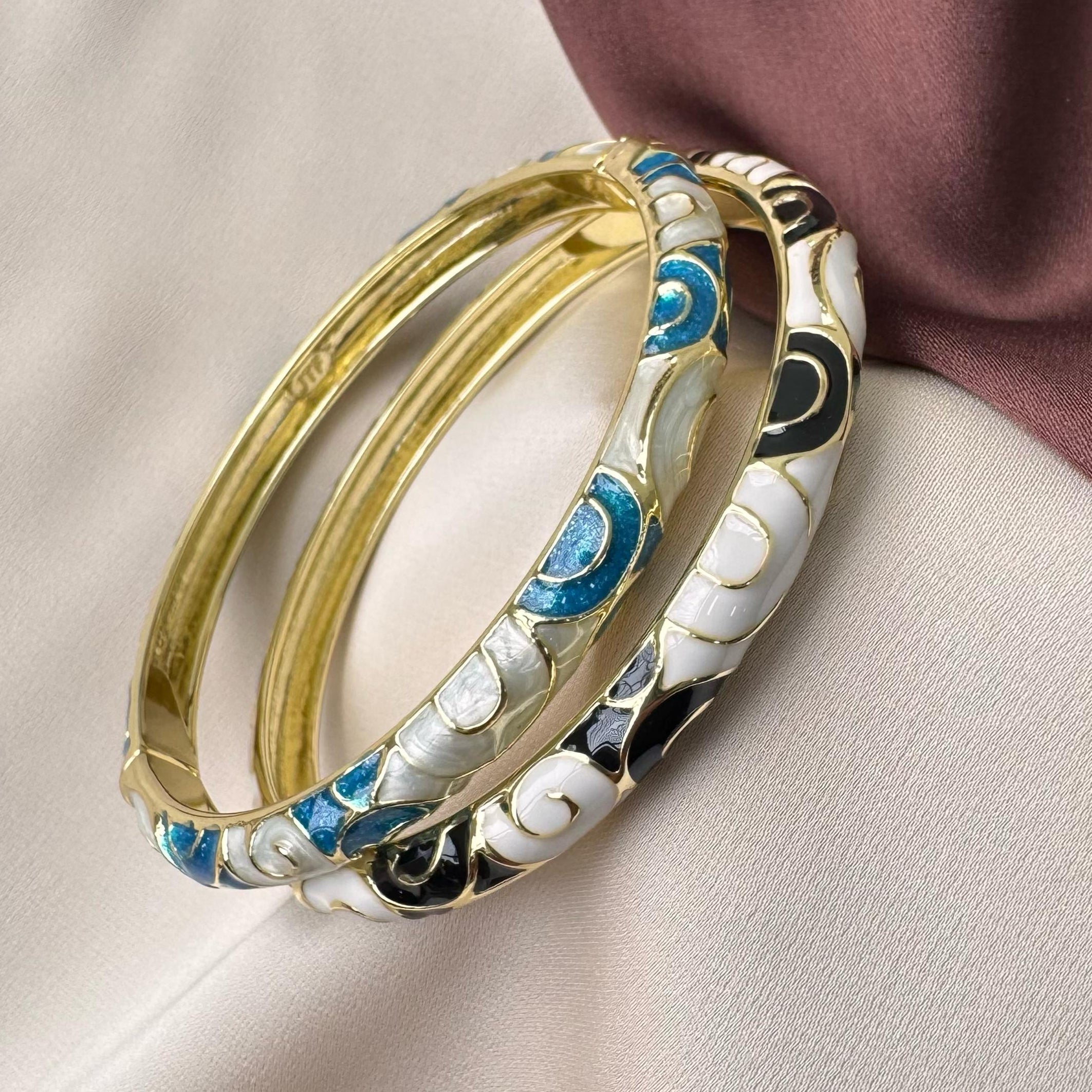 TFC Cobalt Luxe Gold Plated Bracelet Bangle Combo Set (size 6.0)