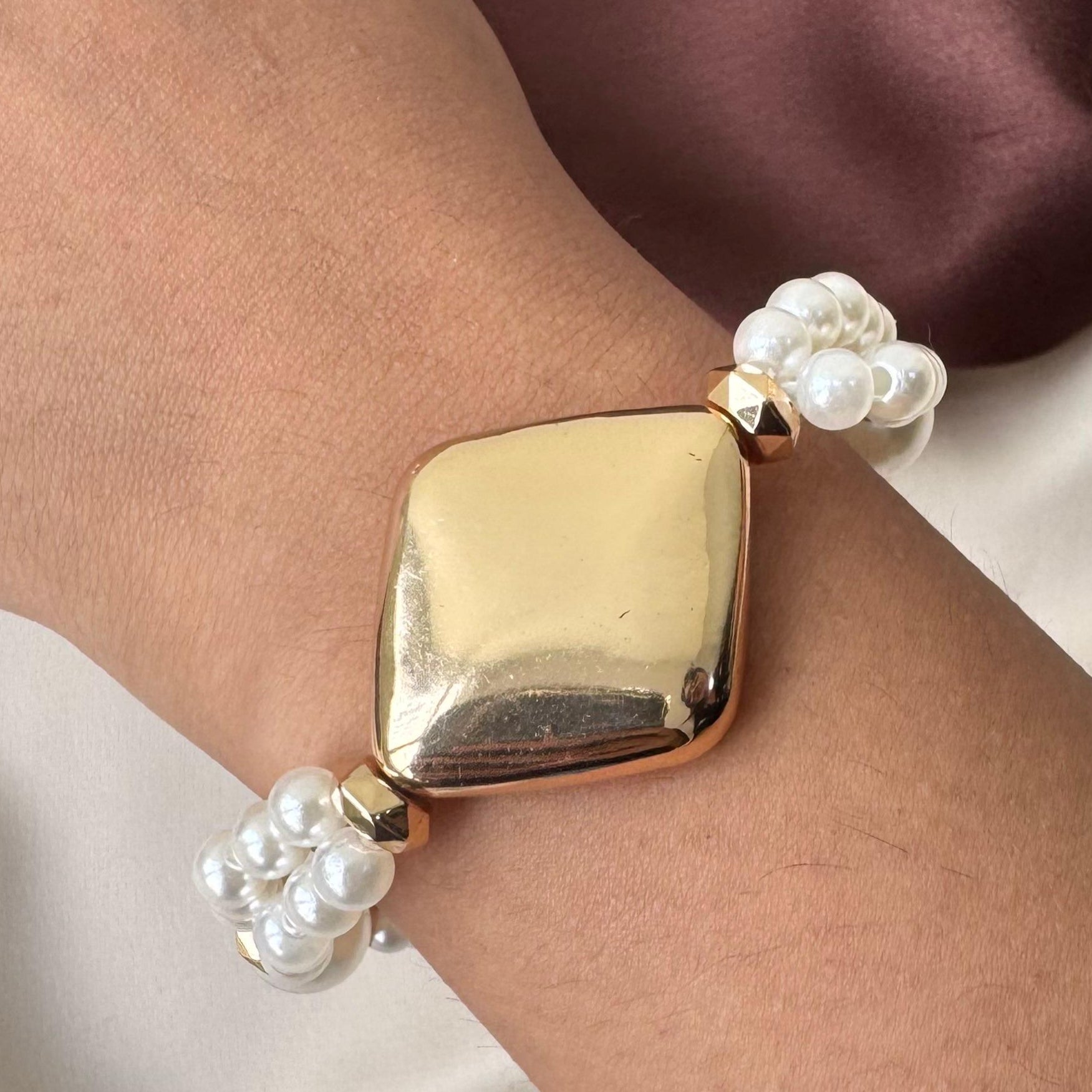TFC Diagonal Smooth Gold Plated Bracelet