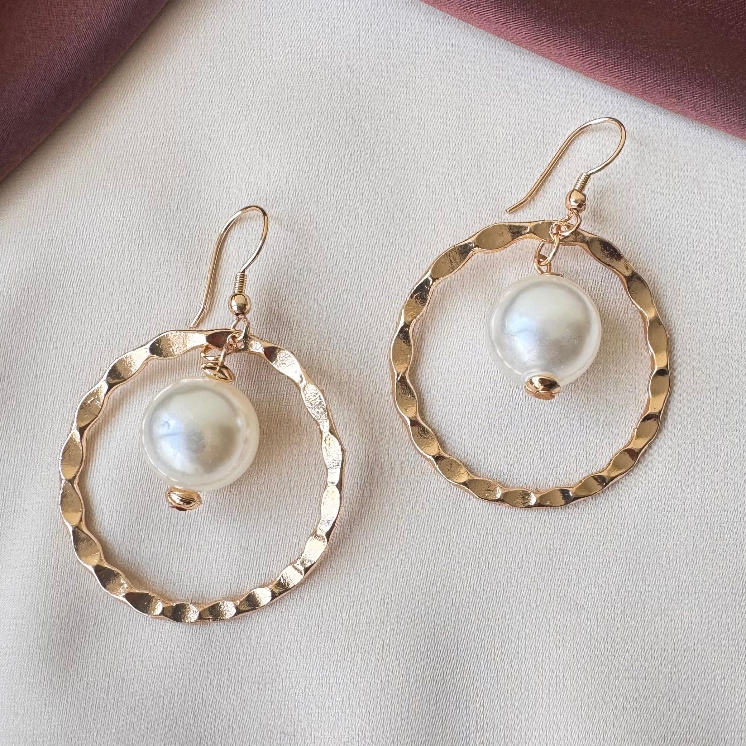 TFC Ripple & Pearl Gold Plated Earring
