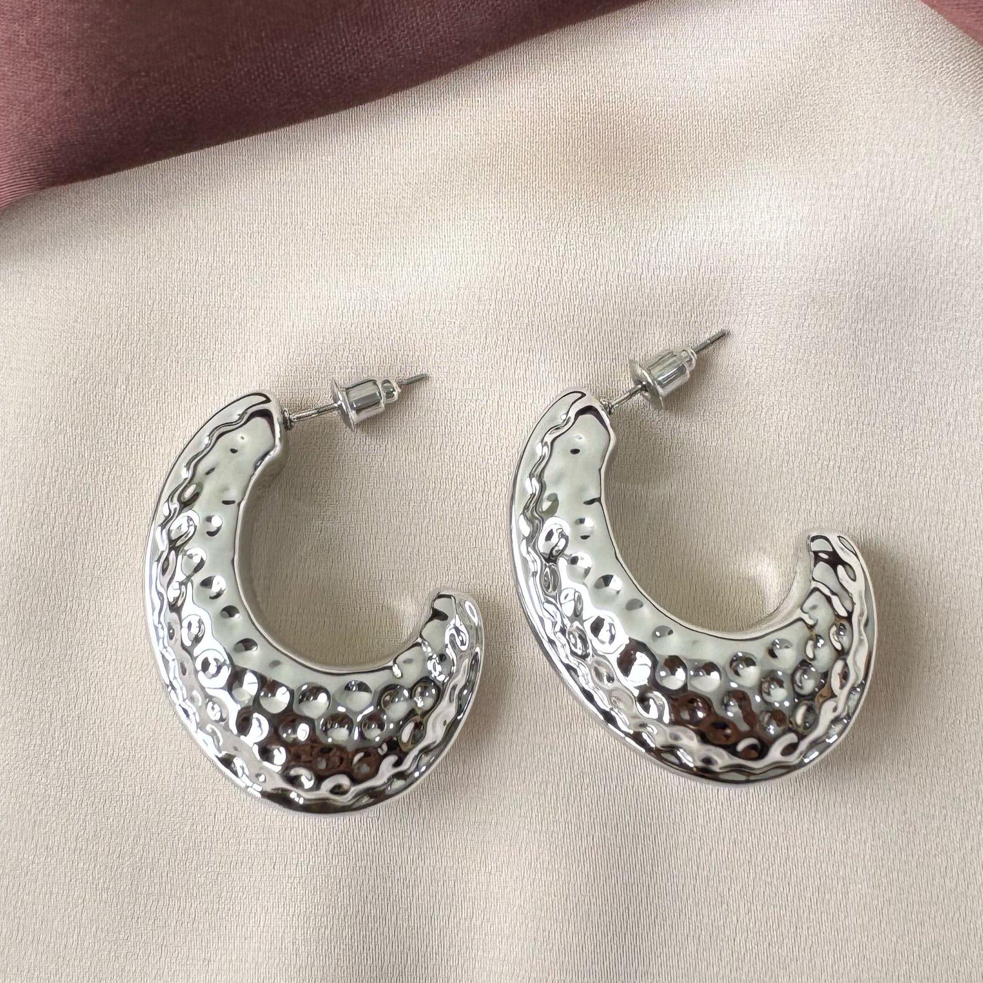 TFC Dot Texture Silver Plated Earrings