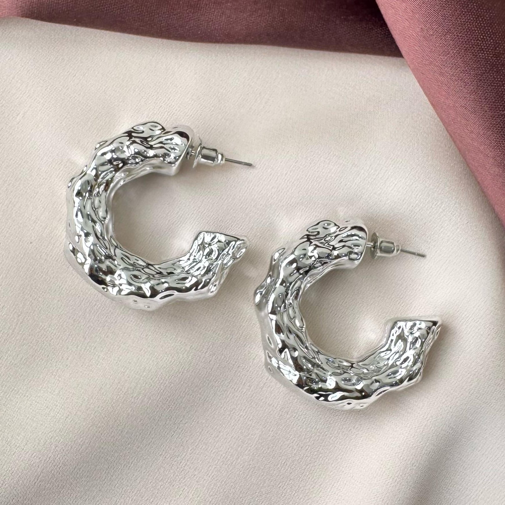 TFC Crush Foil Silver Plated Earrings