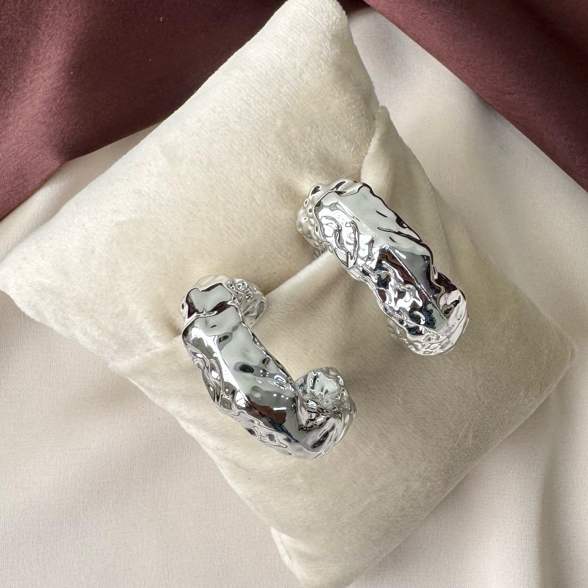 TFC Crush Foil Silver Plated Earrings